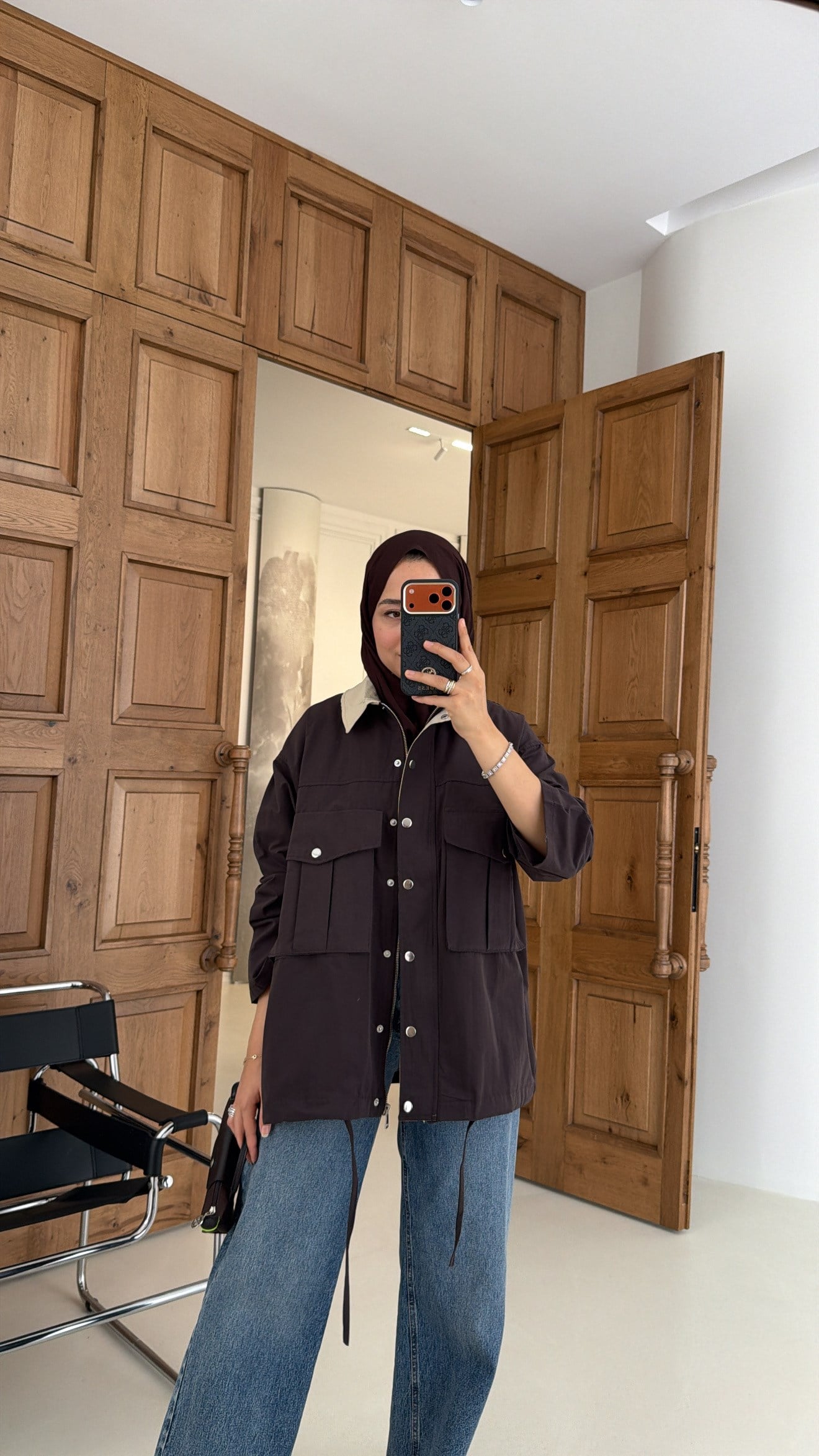 Mng Kontrast Yakalı Premium Oversize Ceket Kahve