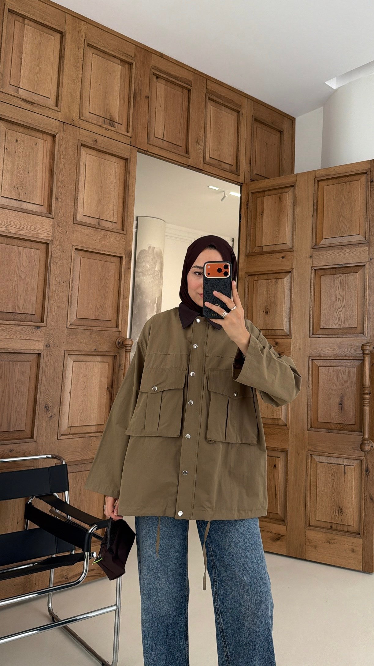 Mng Kontrast Yakalı Premium Oversize Ceket Haki