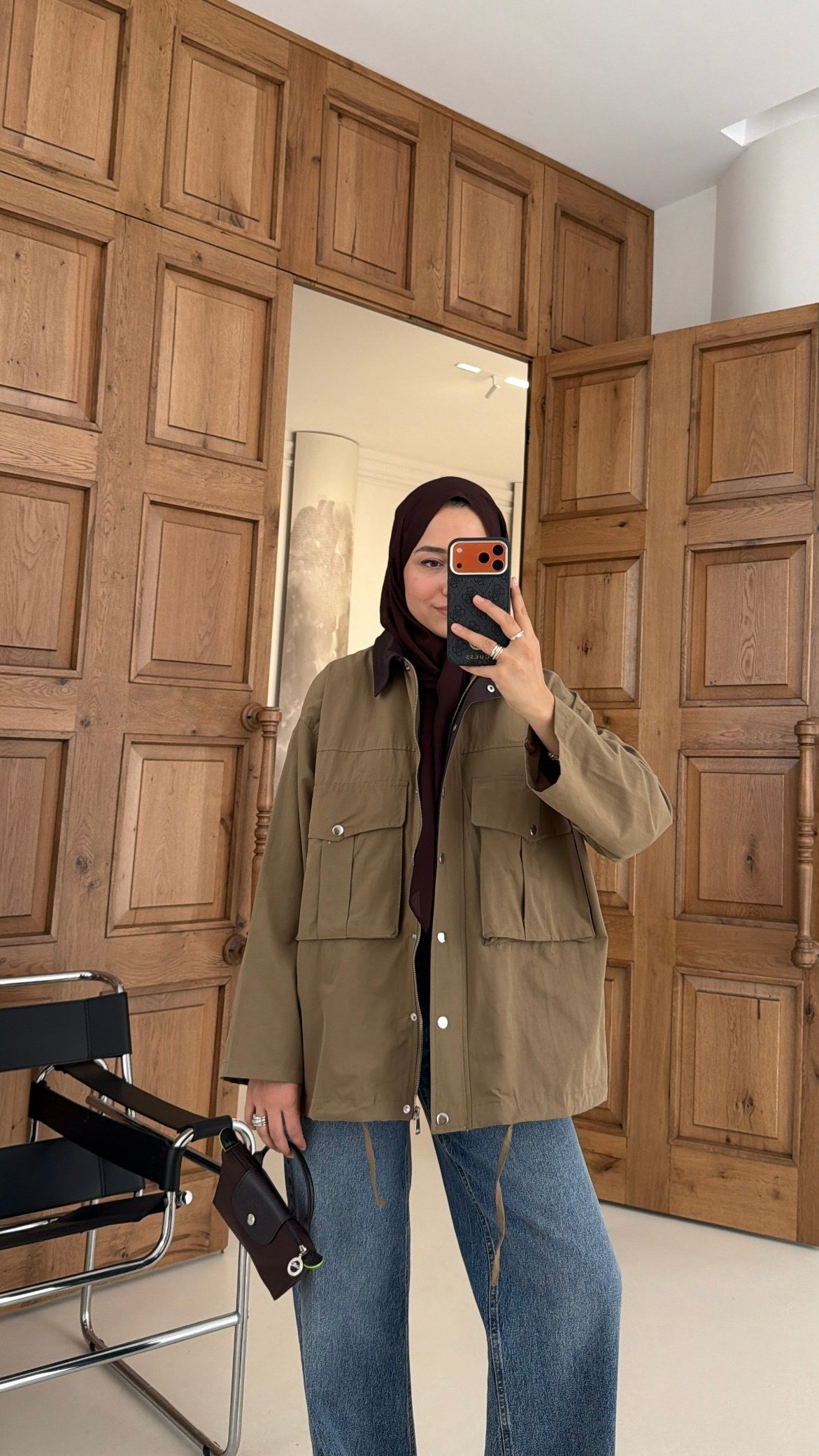 Mng Kontrast Yakalı Premium Oversize Ceket Haki