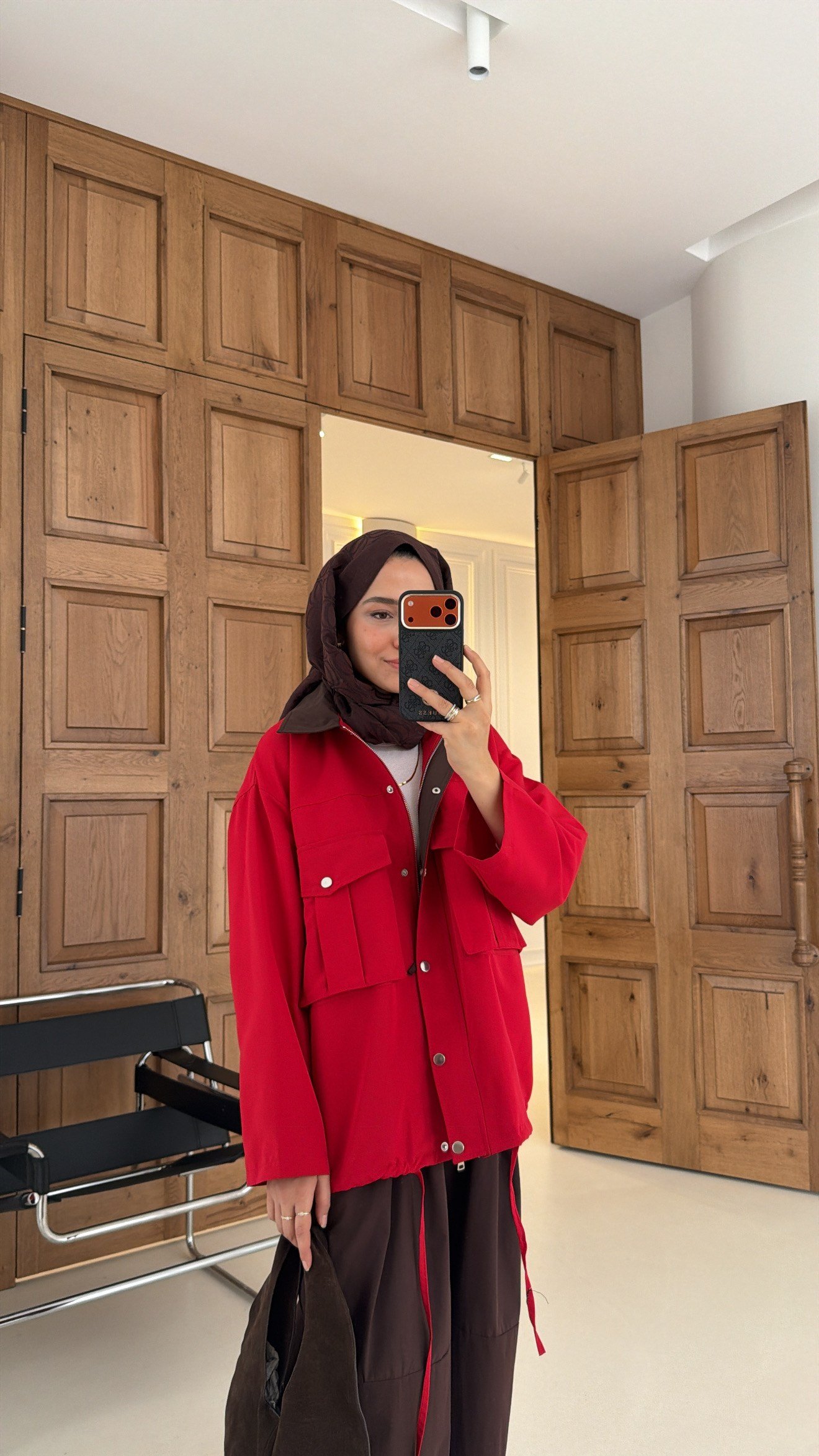 Mng Kontrast Yakalı Premium Oversize Ceket Kırmızı