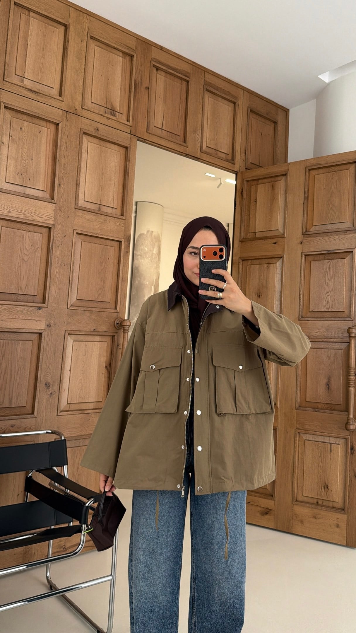Mng Kontrast Yakalı Premium Oversize Ceket Haki