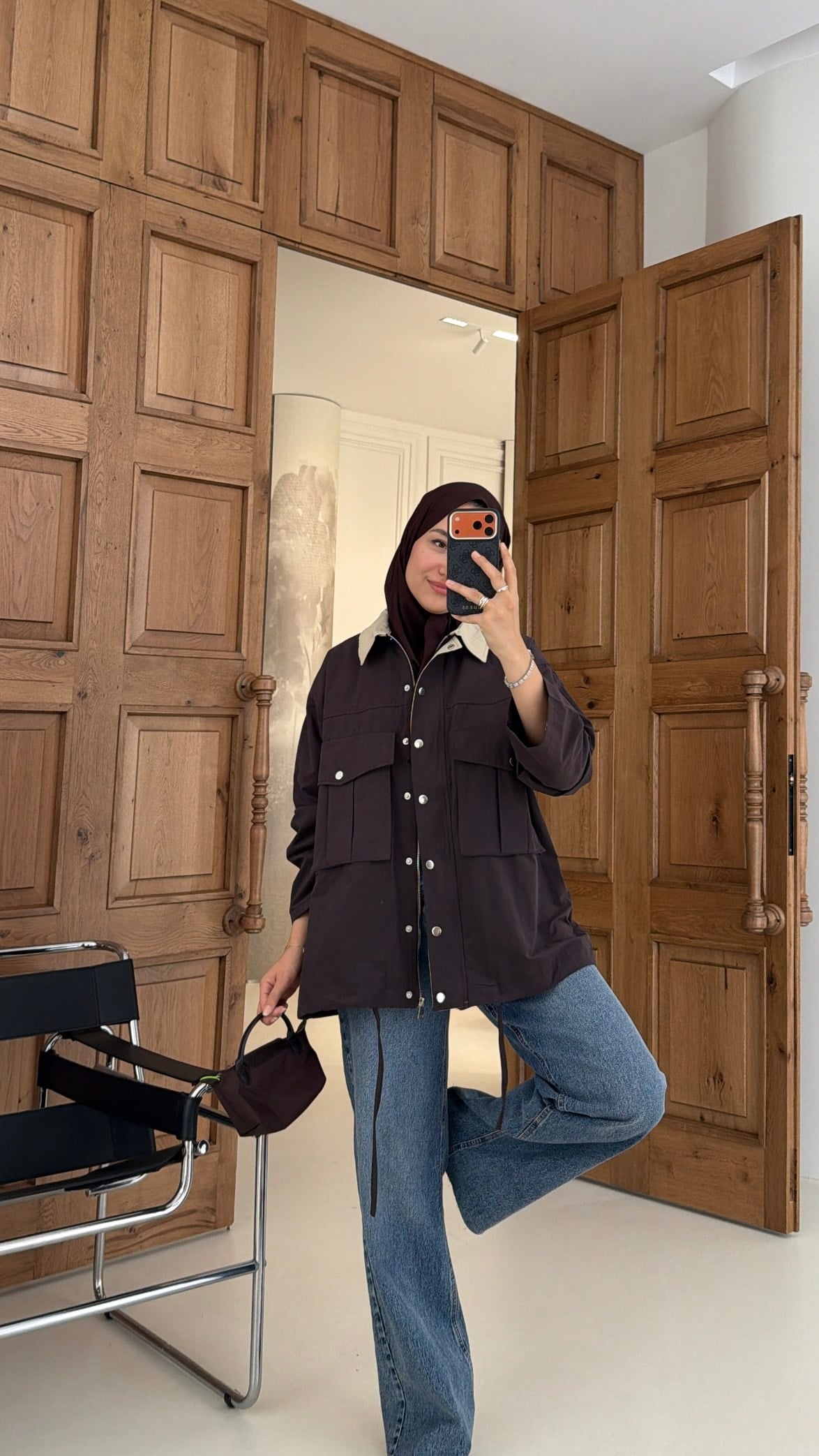 Mng Kontrast Yakalı Premium Oversize Ceket Kahve