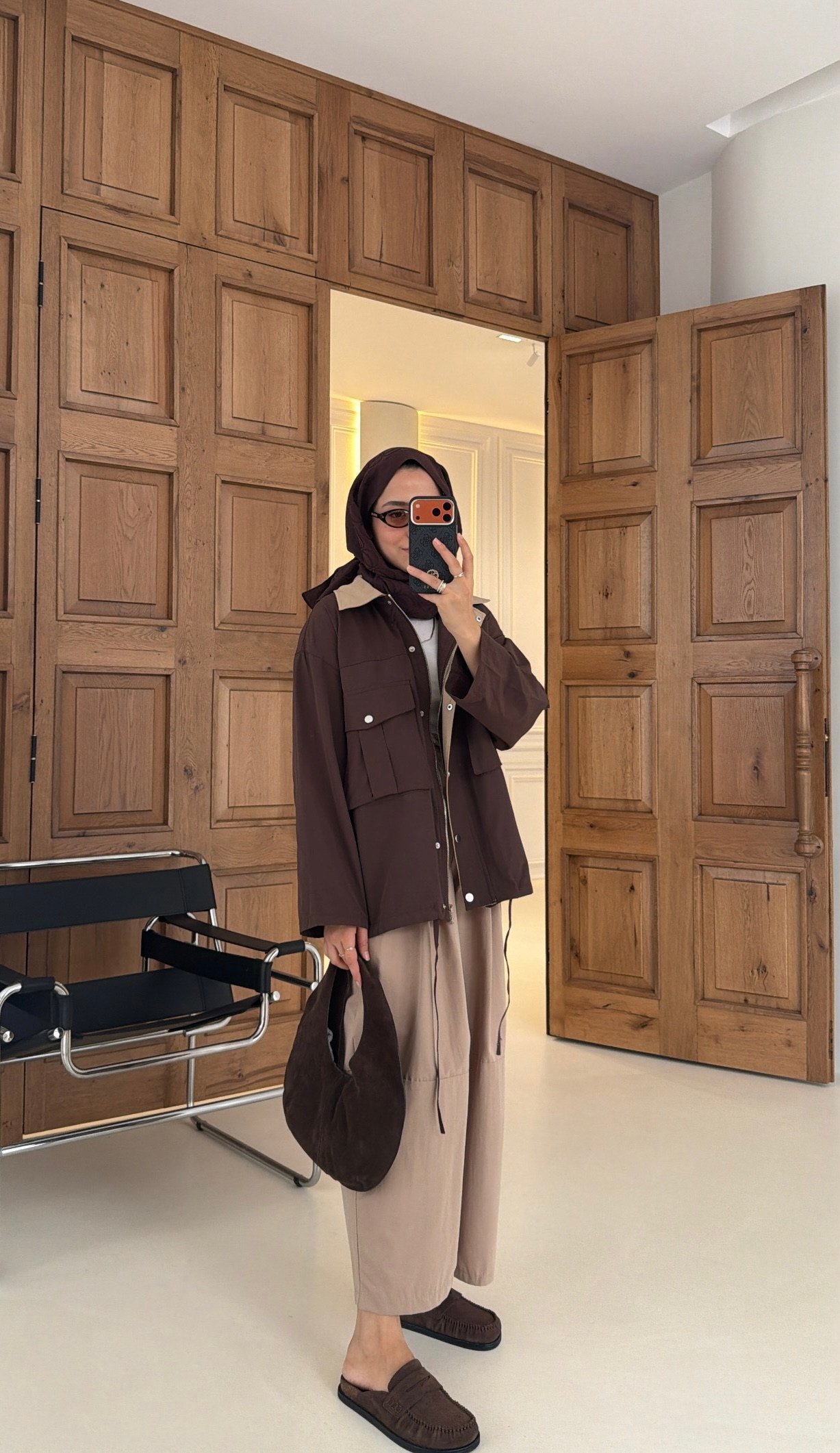 Mng Kontrast Yakalı Premium Oversize Ceket Kahve
