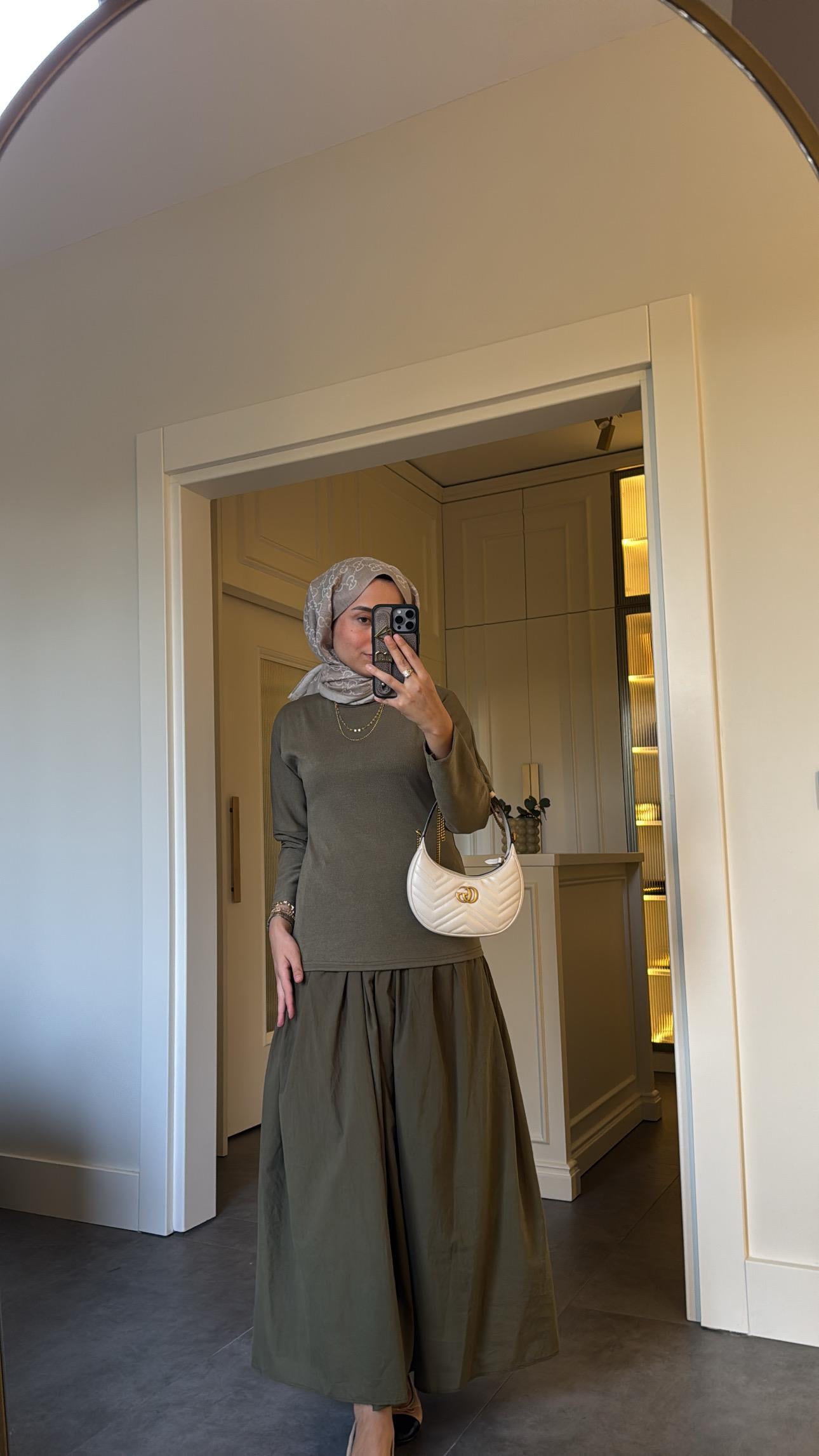 Muadil Marka Poplin Elbise Haki