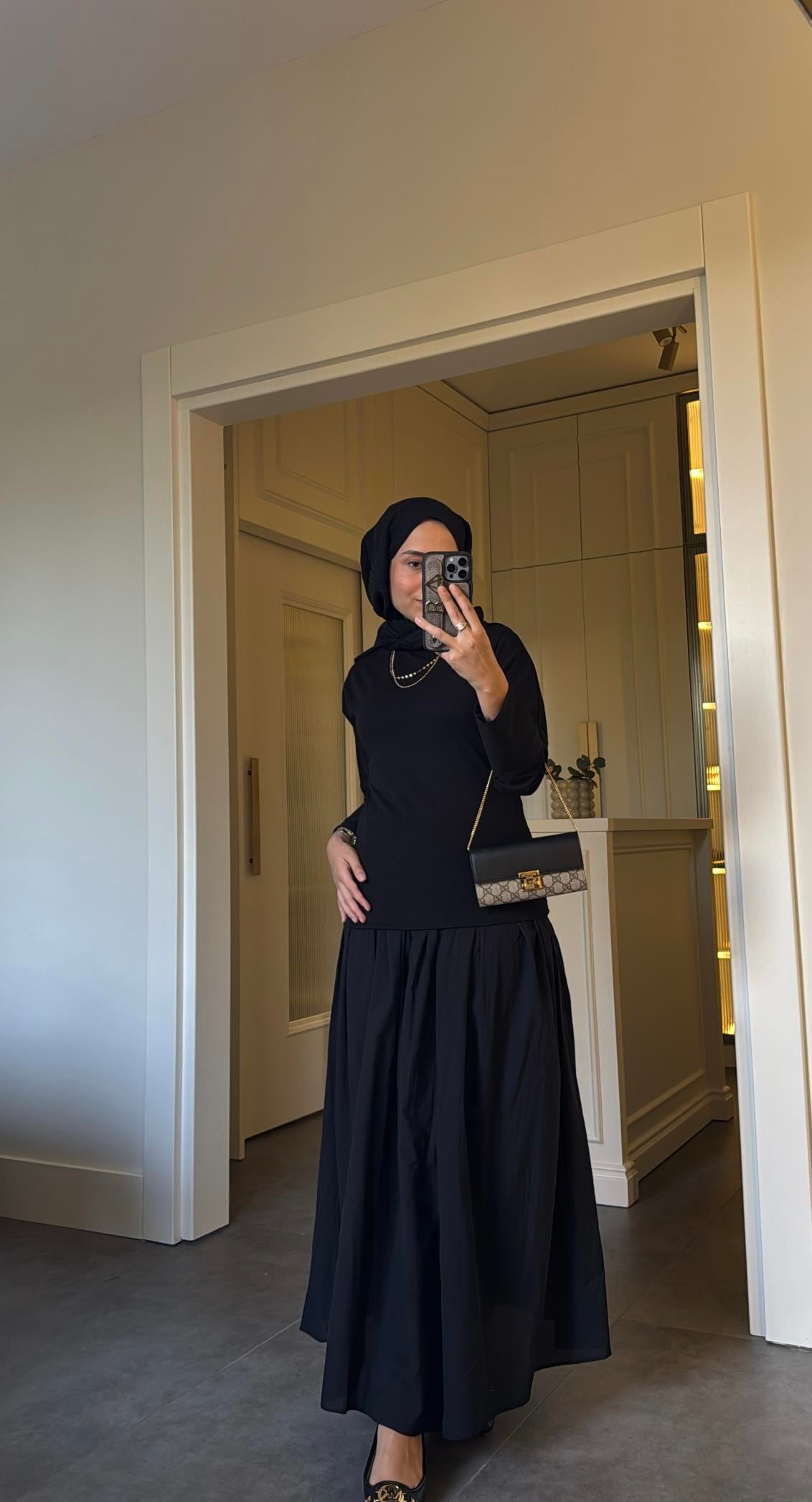 Muadil Marka Poplin Elbise Siyah
