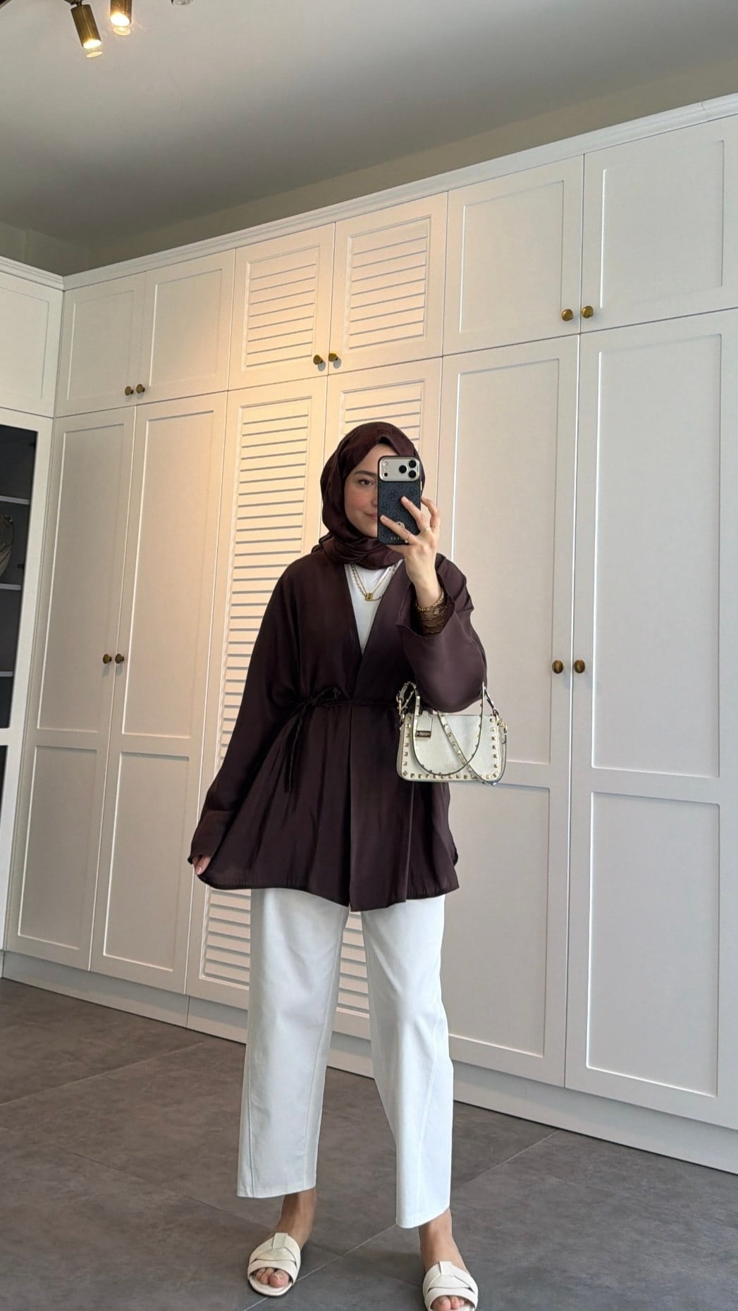 Örgü Bağlama Detay Kimono Kahve