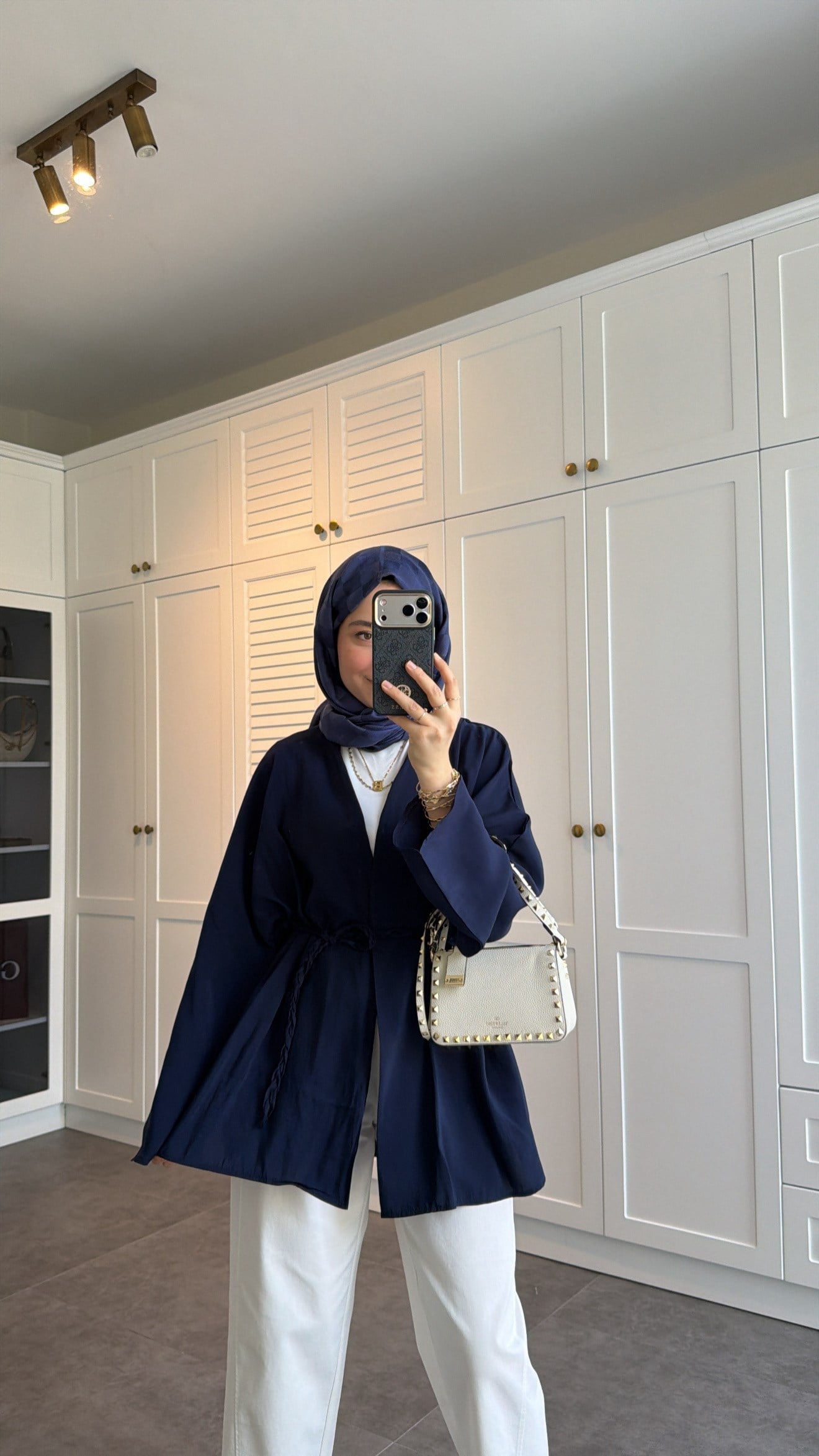 Örgü Bağlama Detay Kimono Lacivert