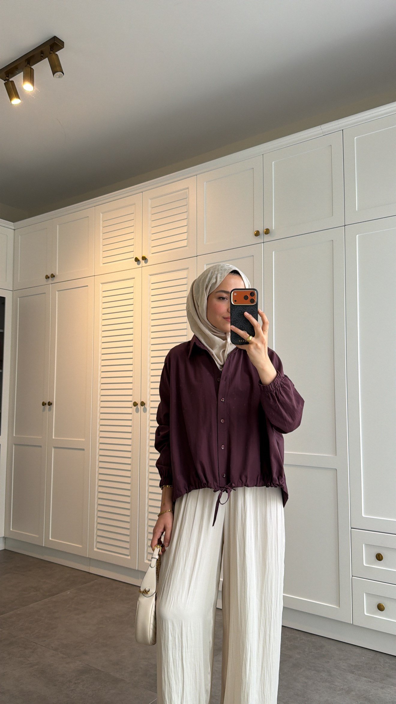 Oversize Büzgülü Gömlek Burgonya