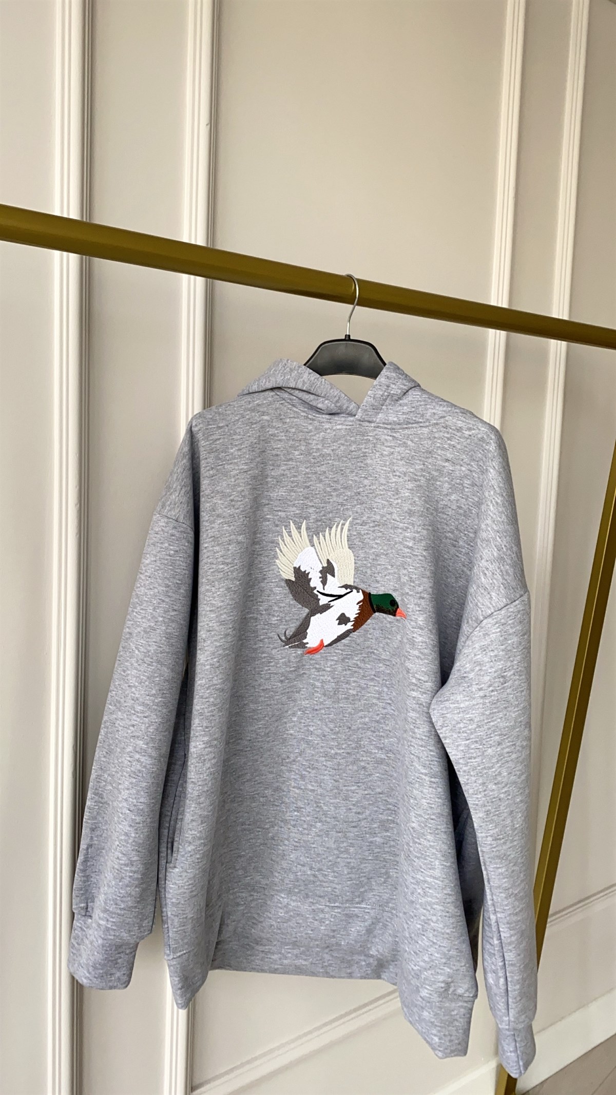 Oversize Gri Şardonlu Sweatshirt 