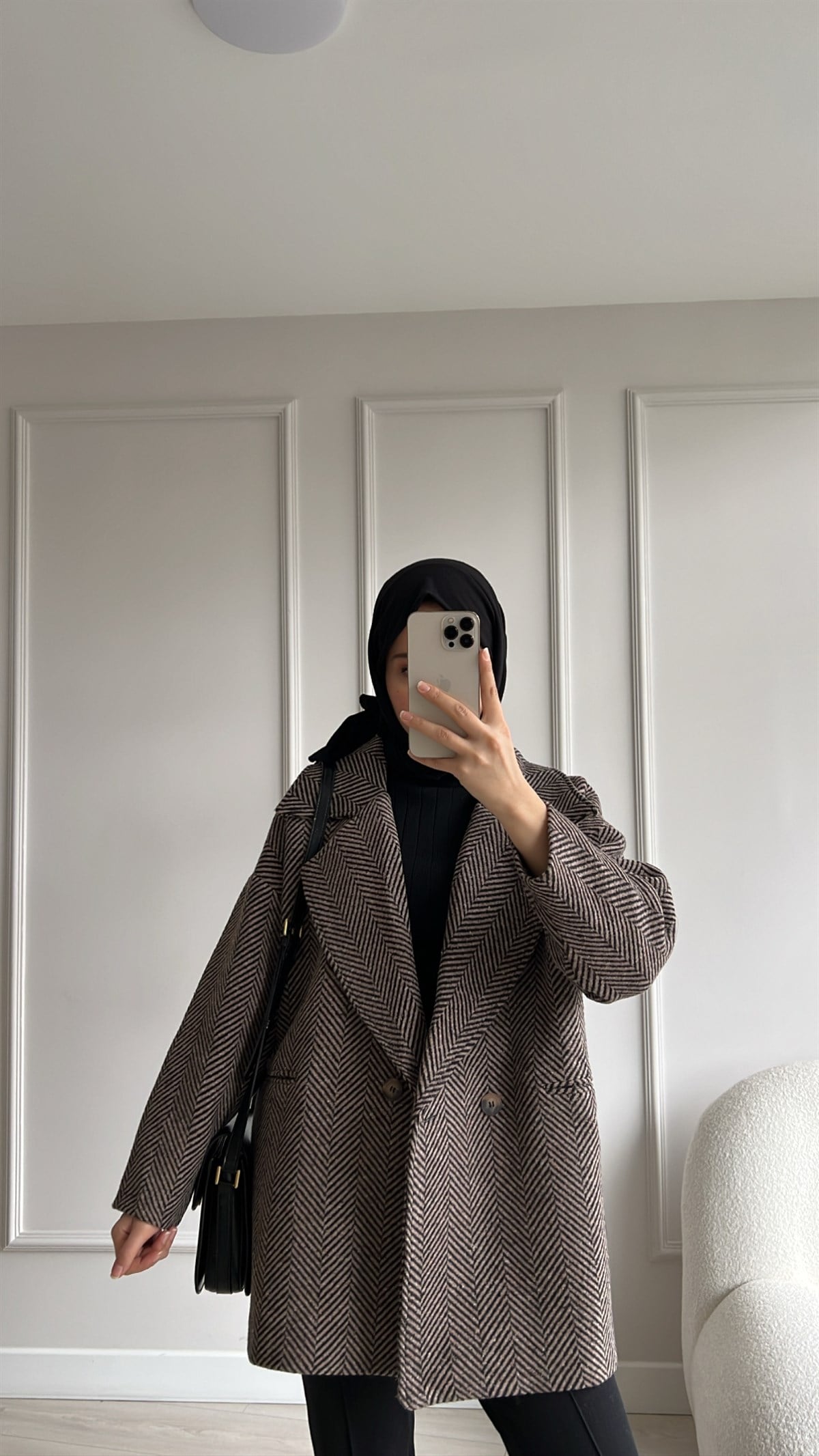 Oversize Kaşe Kahve Ceket