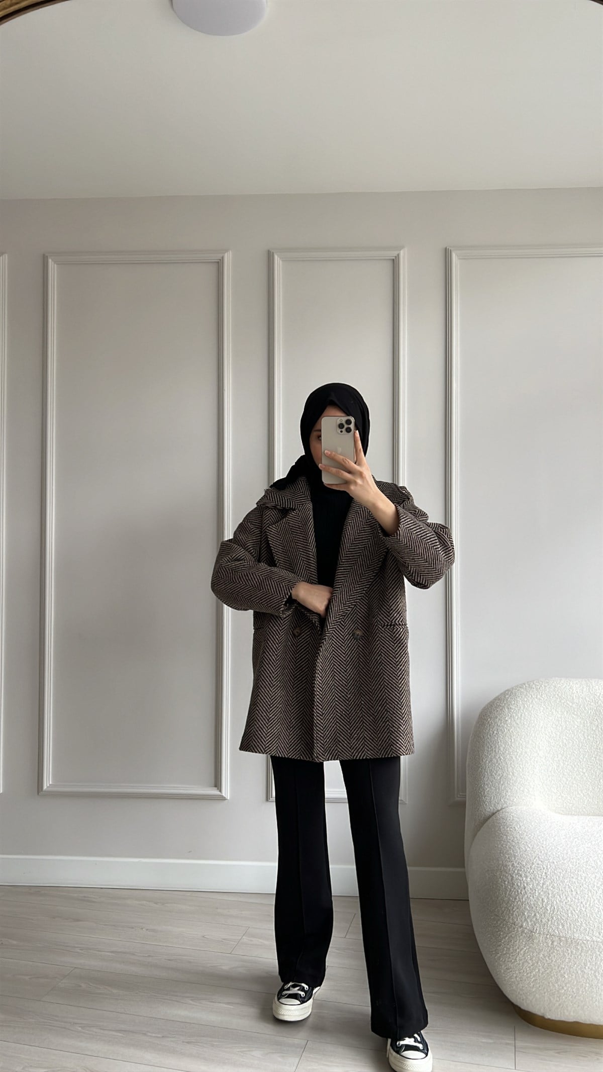 Oversize Kaşe Kahve Ceket