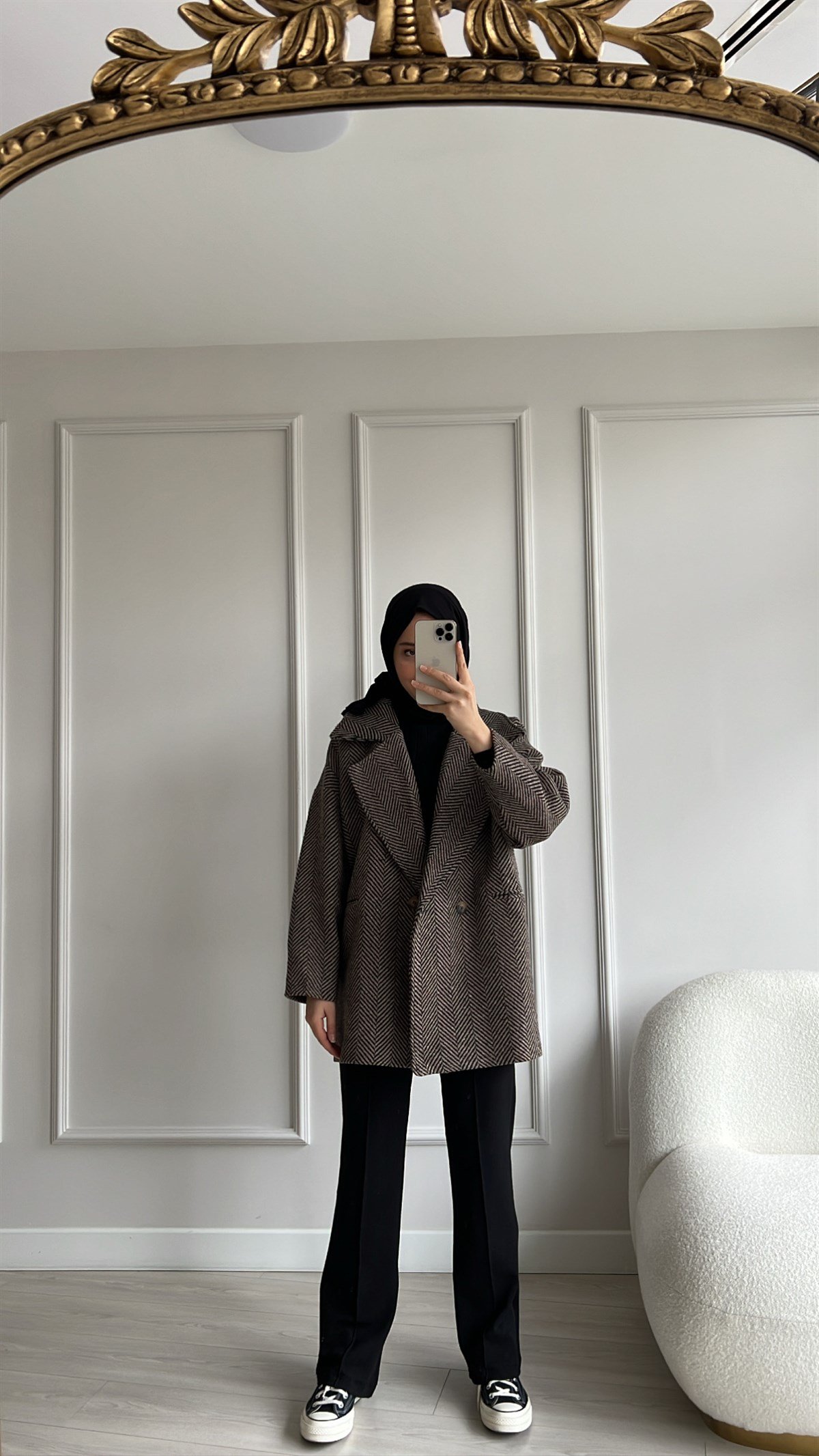 Oversize Kaşe Kahve Ceket