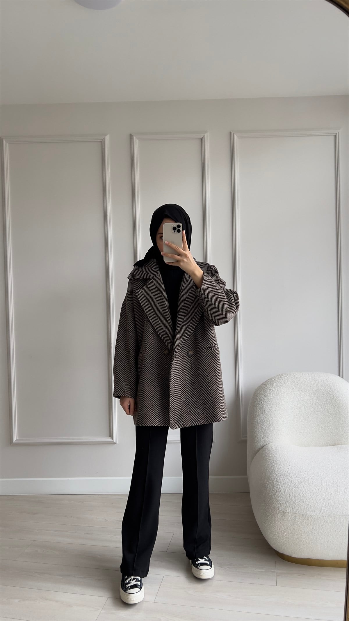 Oversize Kaşe Kahve Ceket