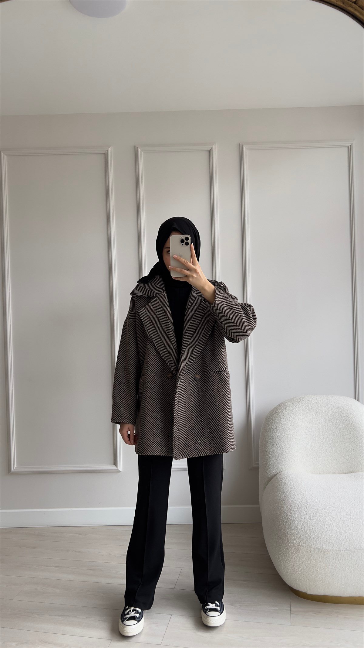 Oversize Kaşe Kahve Ceket