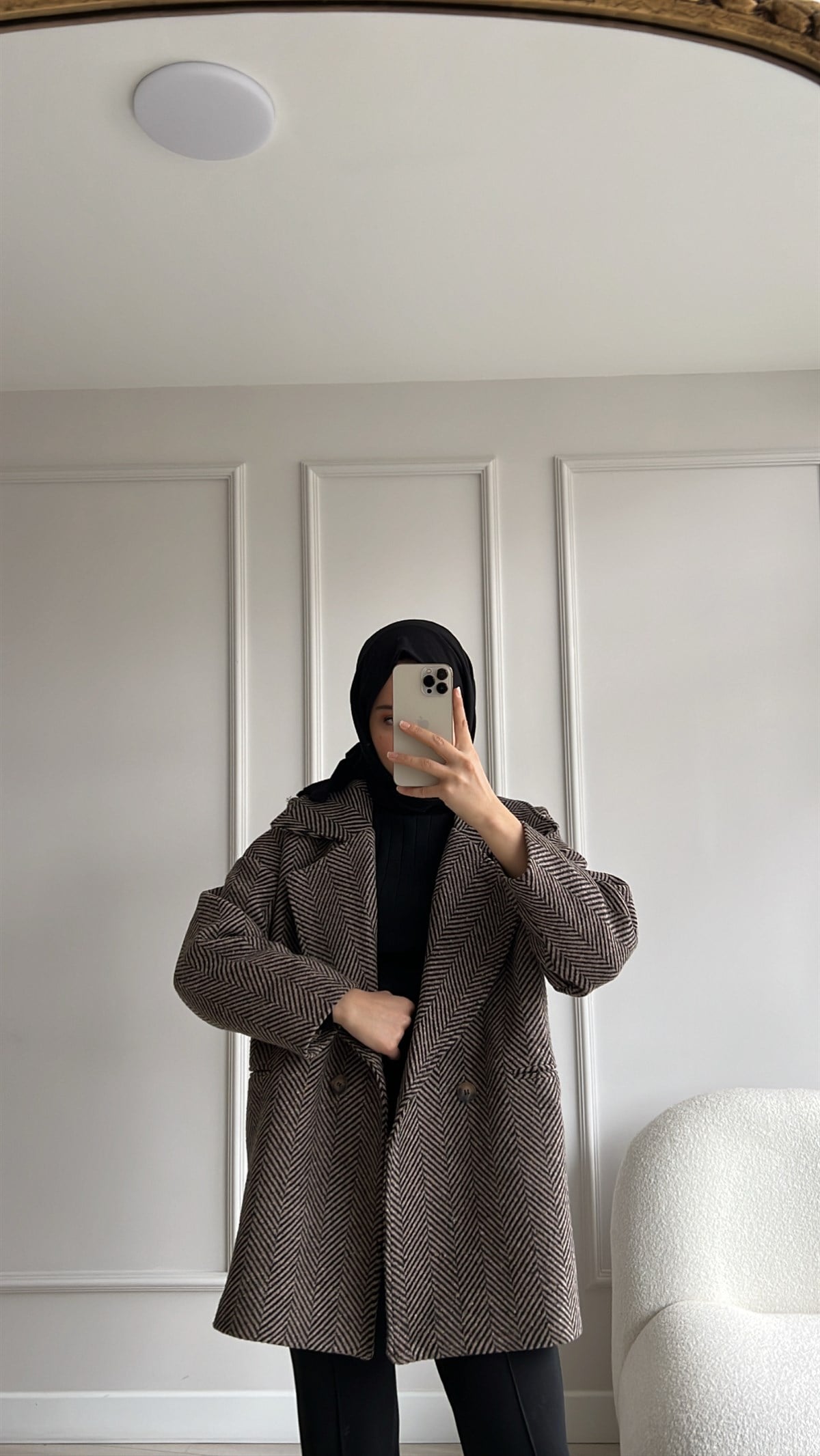 Oversize Kaşe Kahve Ceket