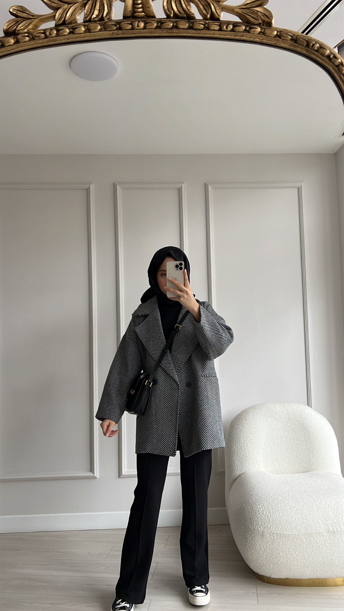 Oversize Kaşe Siyah Ceket