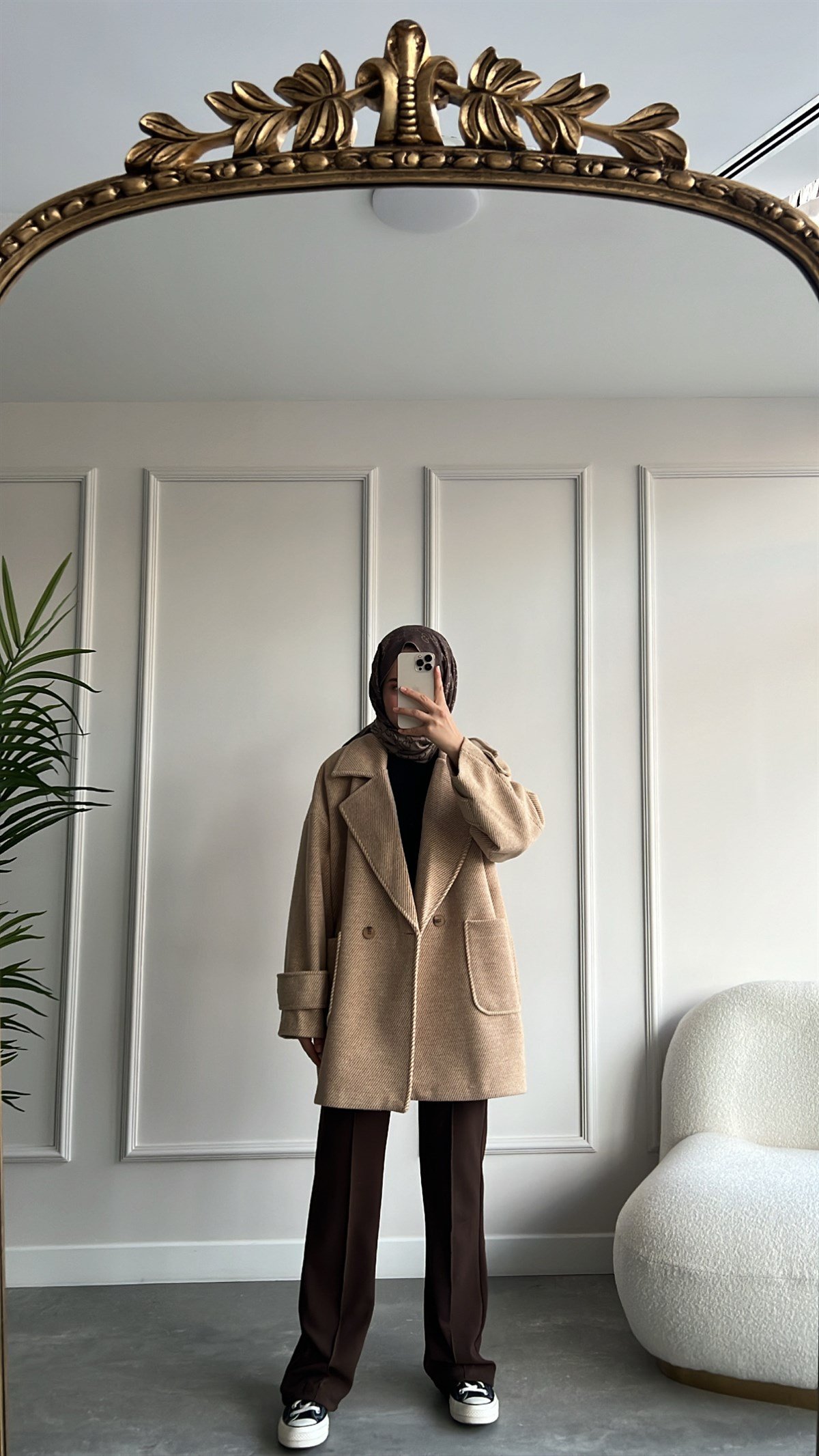 Oversize Kaşe Siyah Kaban