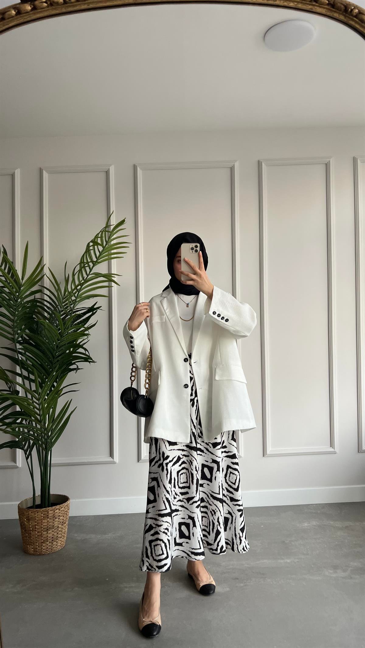 Oversize Keten Ceket 