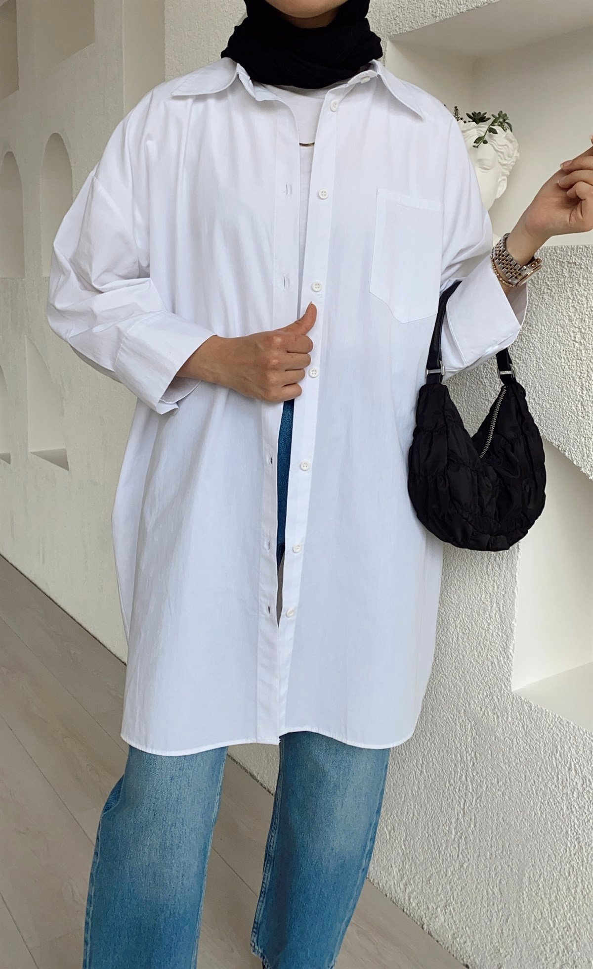 Oversize Manşet Kol Gömlek