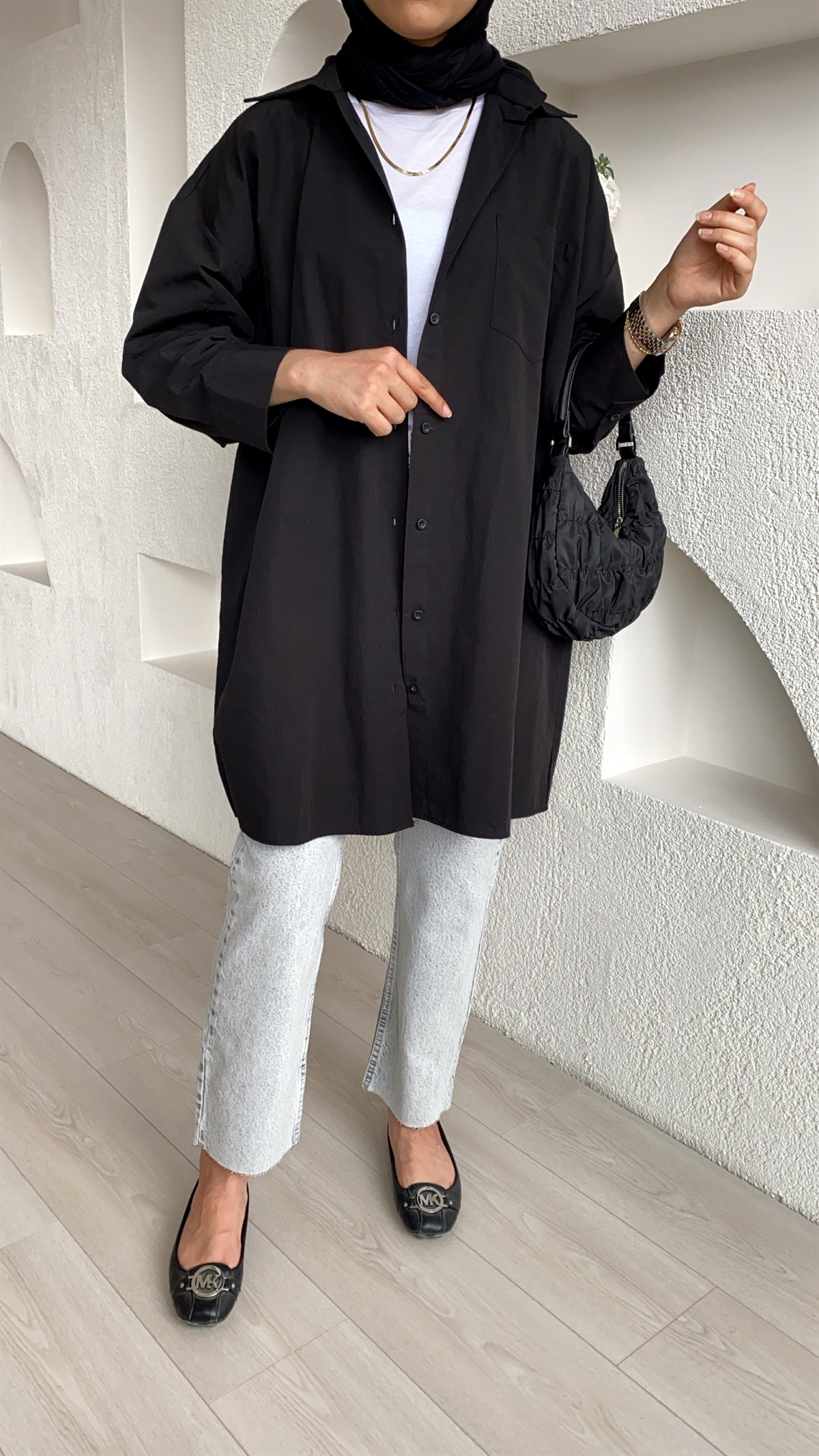 Oversize Manşet Kol Gömlek