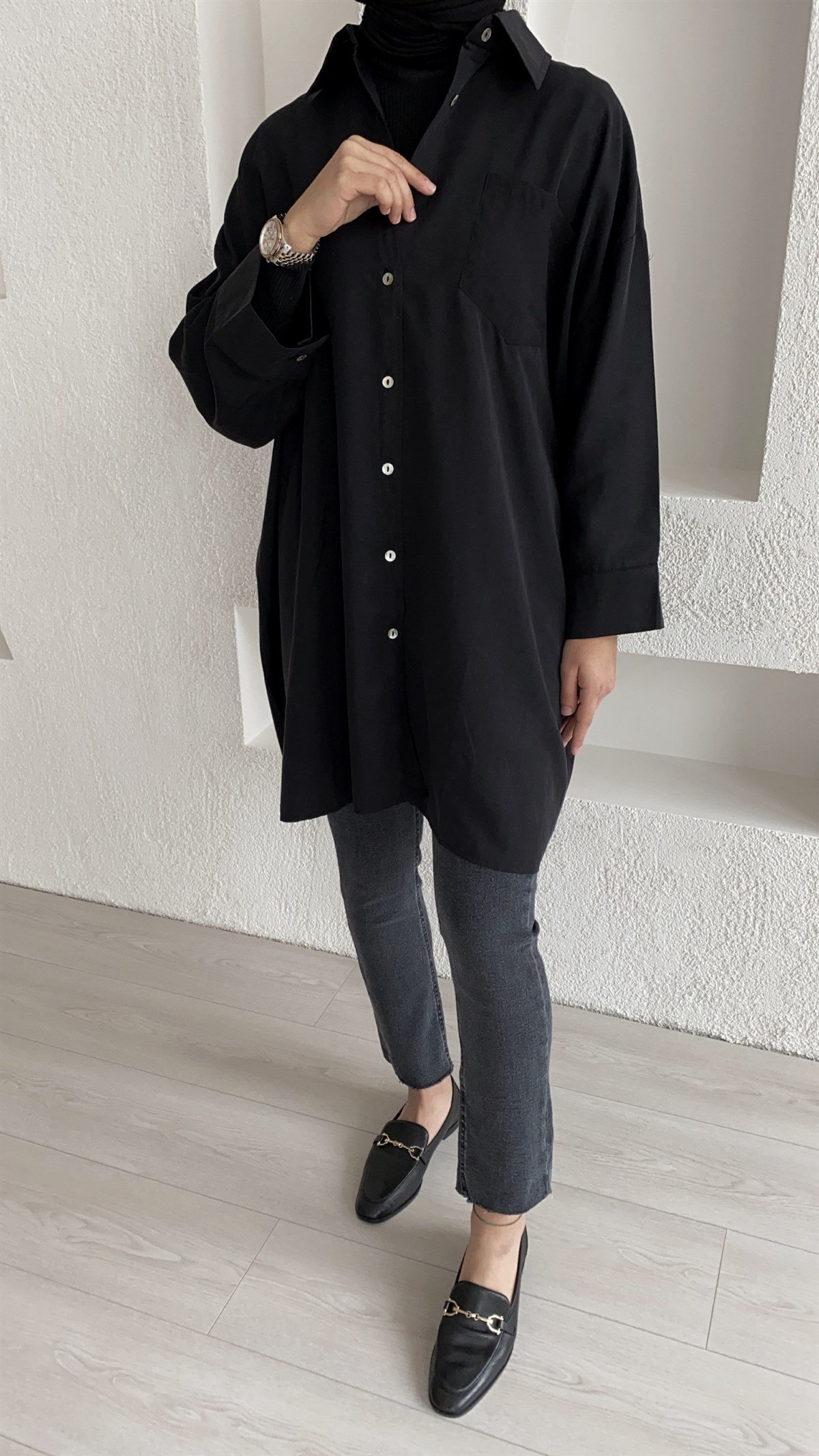 Oversize Manşet Kol Gömlek