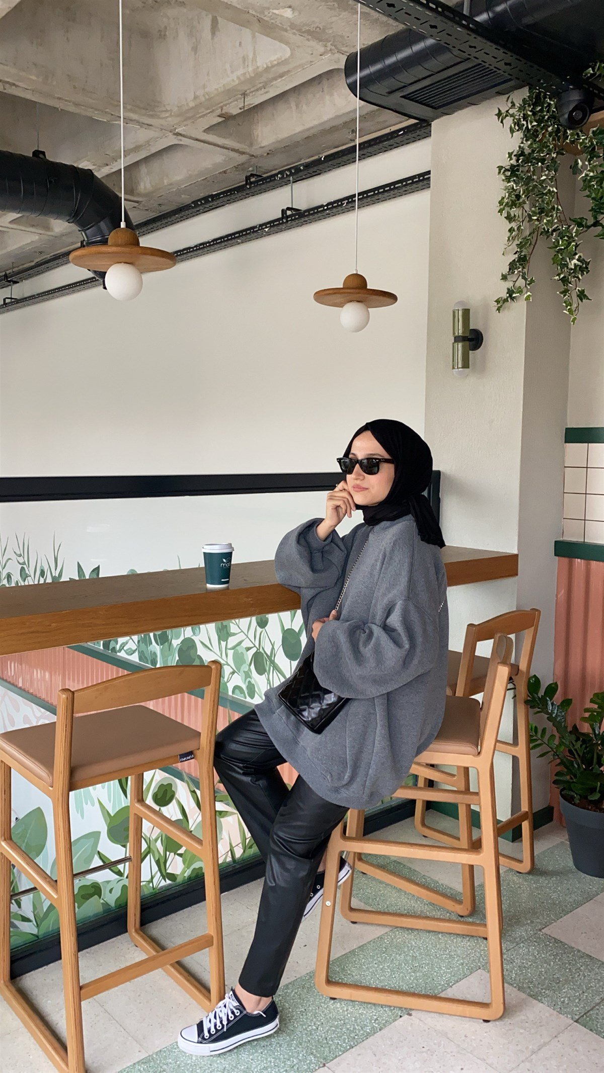 Oversize Melanjlı Antrasit Sweatshirt