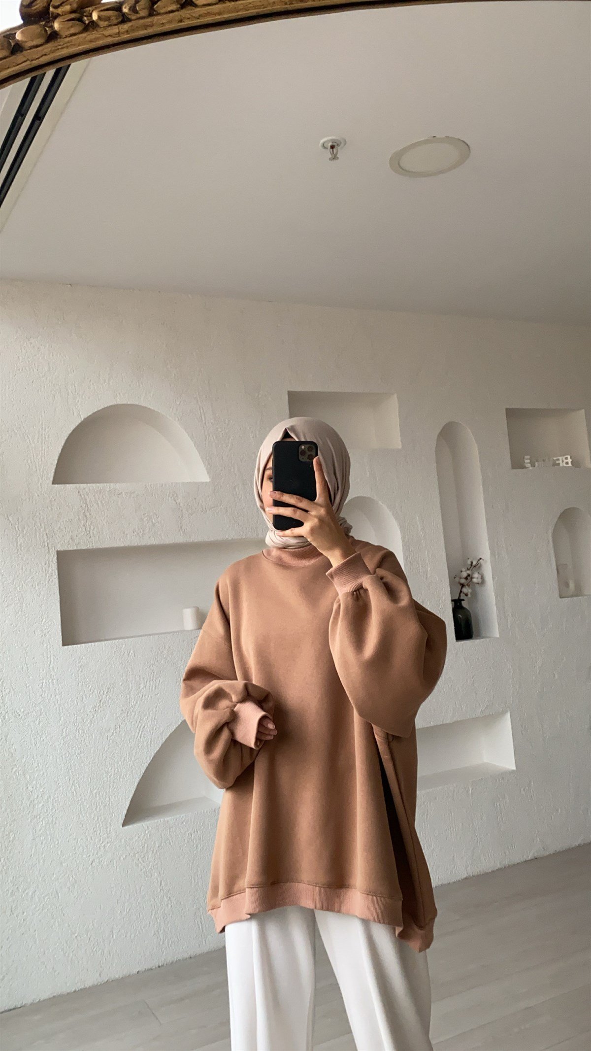Oversize Melanjlı Siyah Sweatshirt