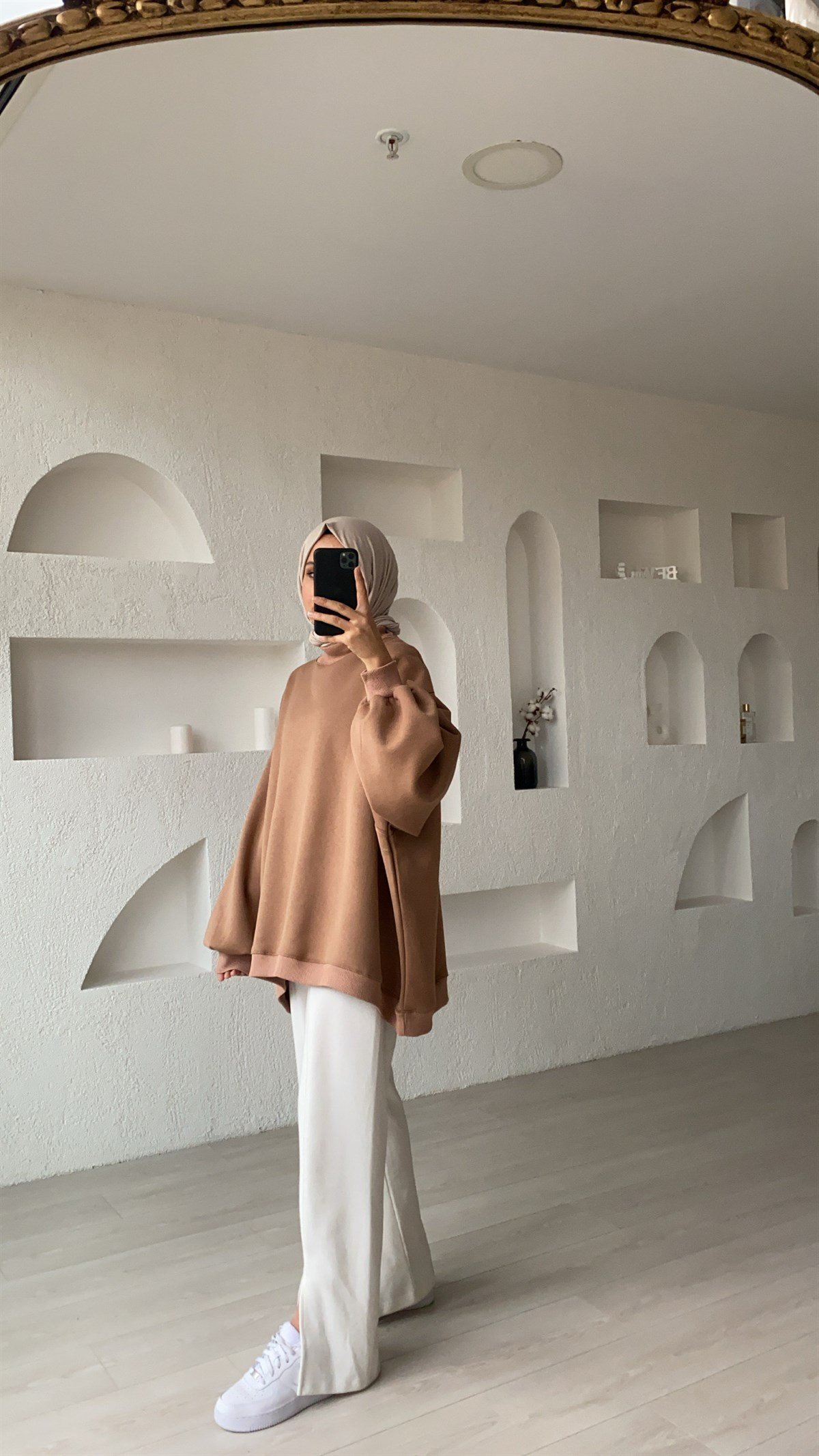 Oversize Melanjlı Siyah Sweatshirt