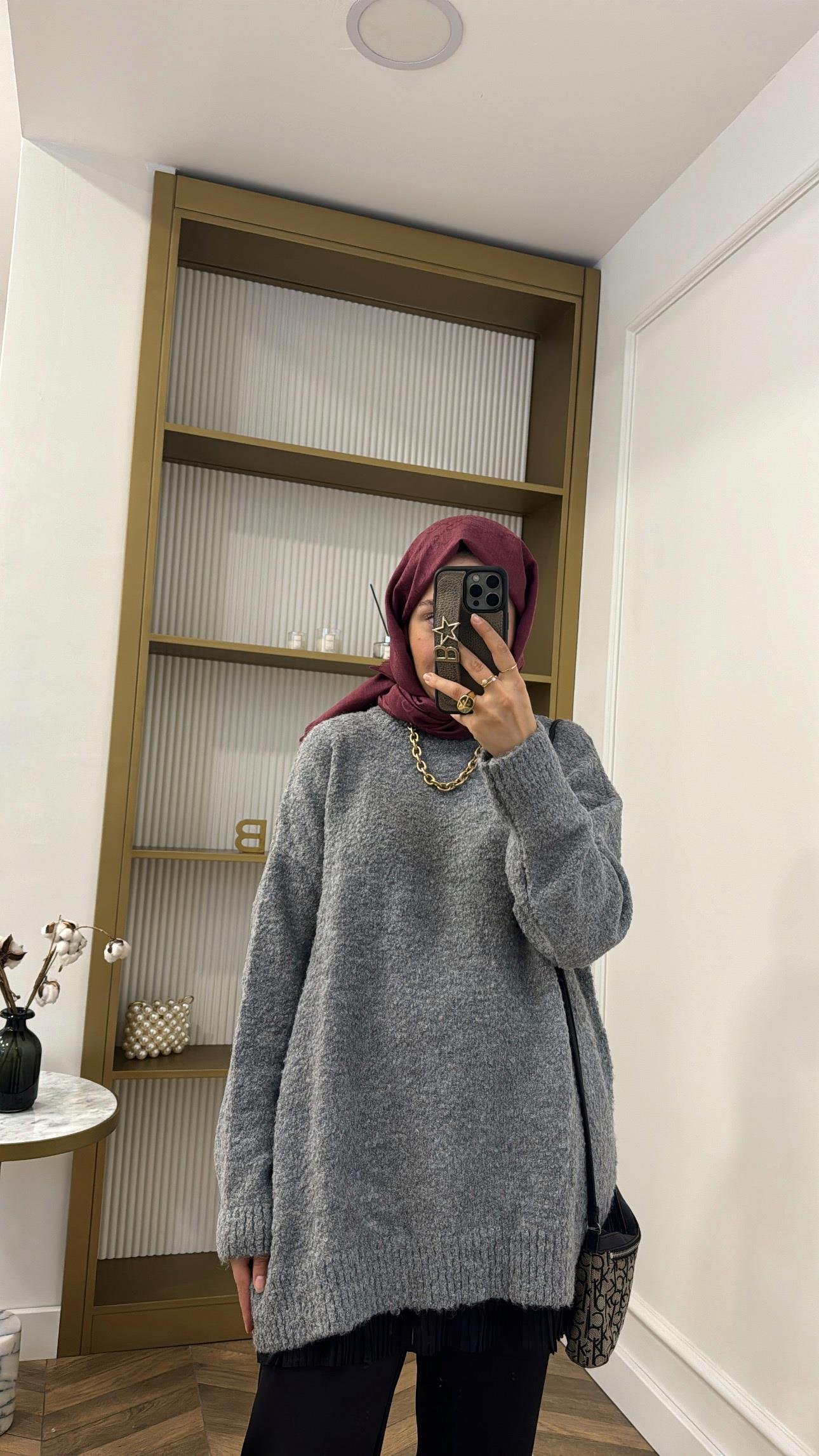 Oversize Premium Kazak Gri