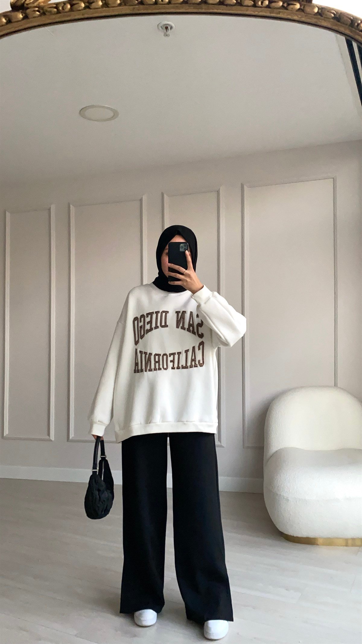 Oversize Şardonlu Sweatshirt 