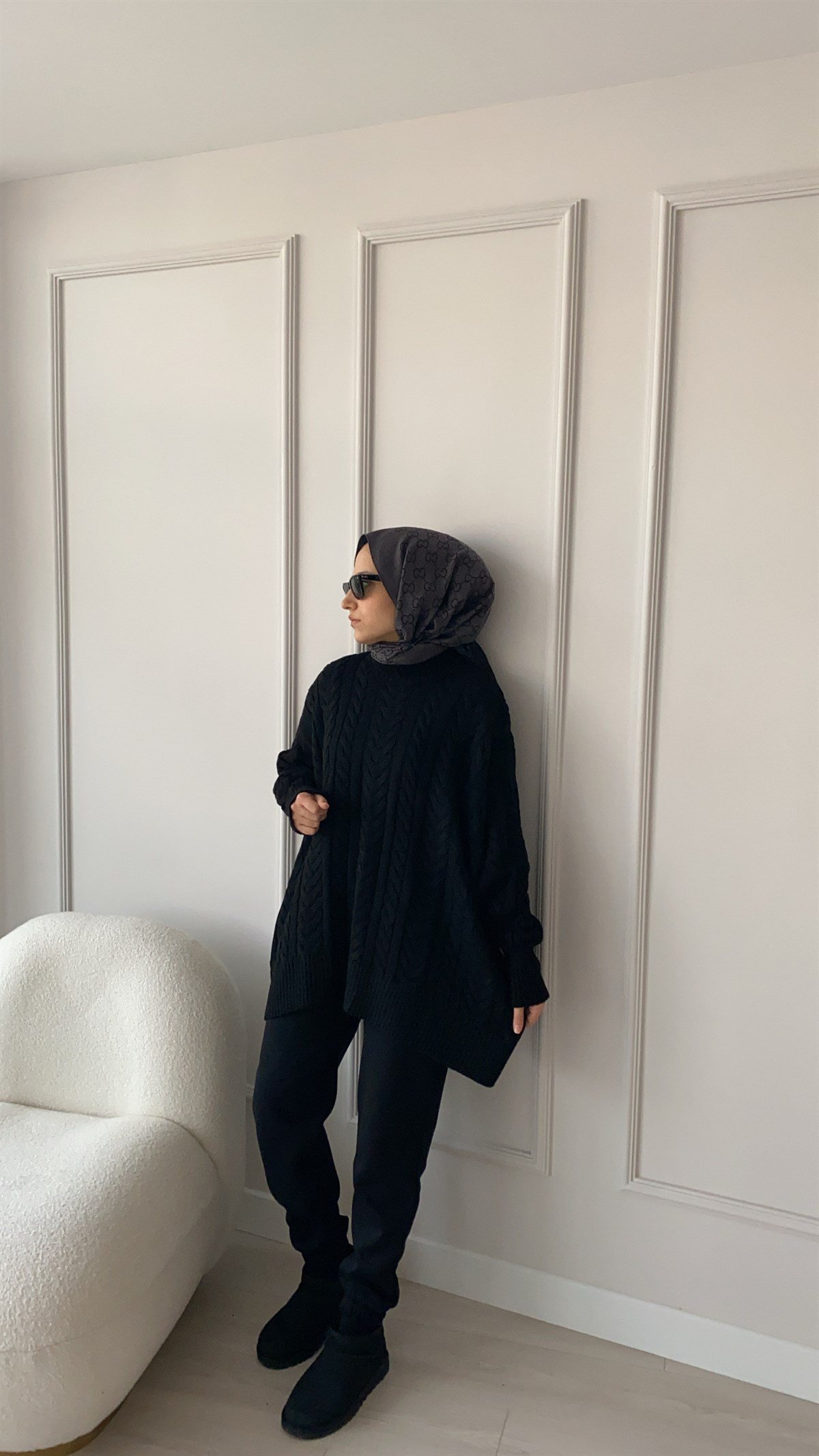 Oversize Siyah Kazak