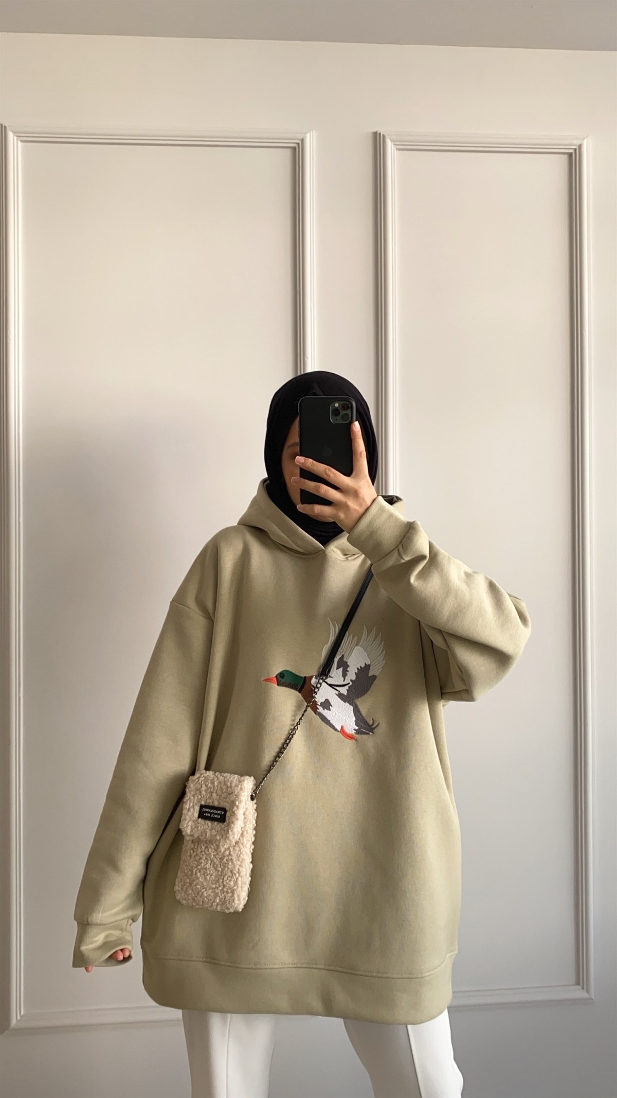 Oversize Yeşil Şardonlu Sweatshirt 