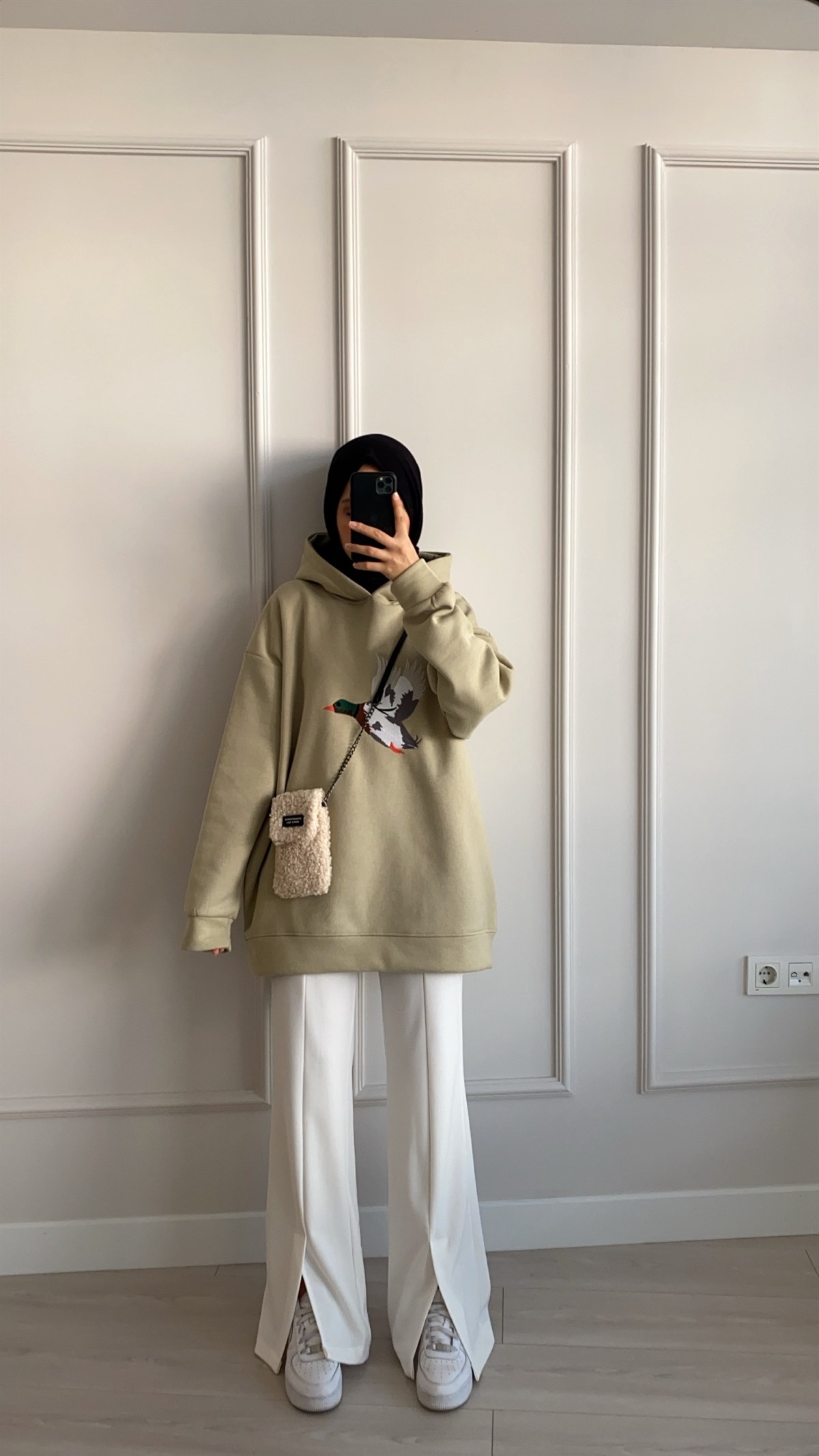Oversize Yeşil Şardonlu Sweatshirt 