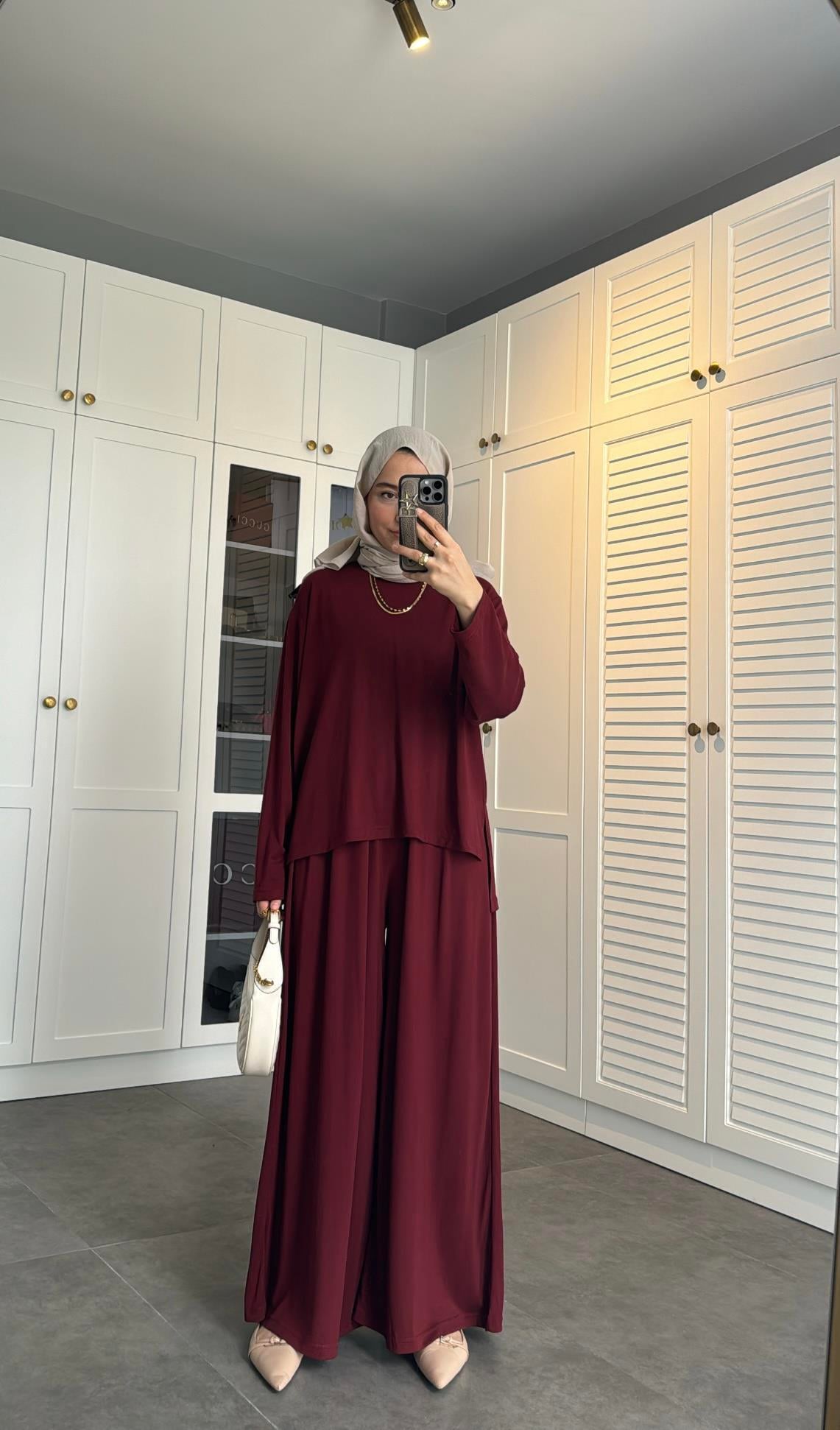 Oysh Modal Bol Takım Bordo