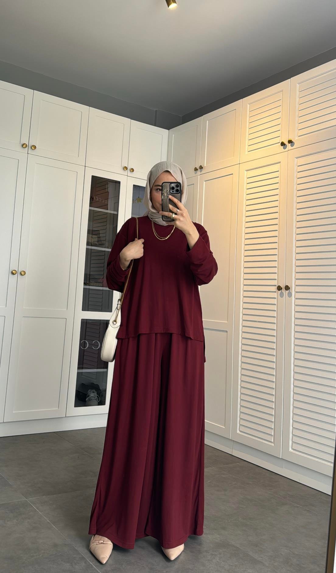Oysh Modal Bol Takım Bordo