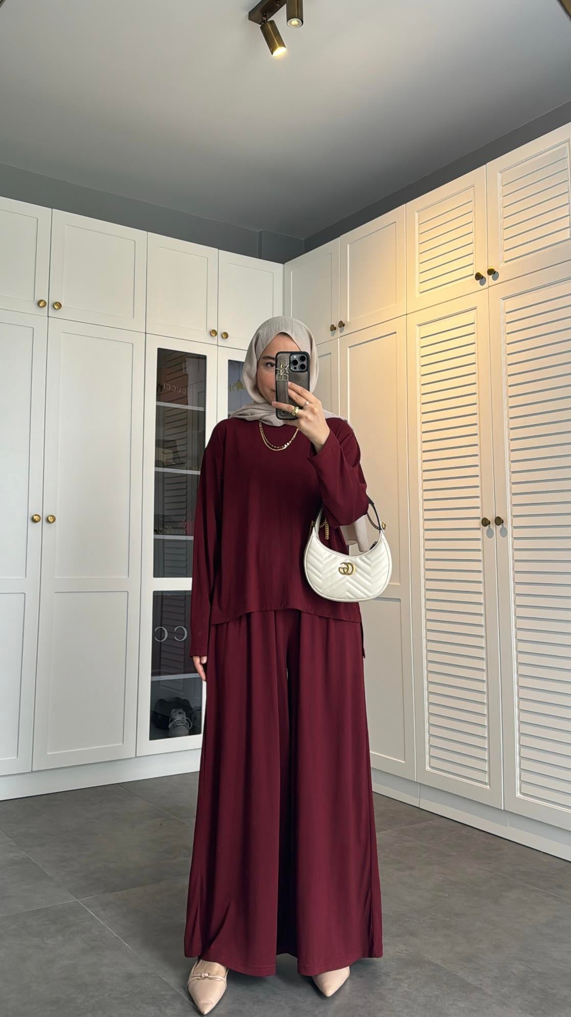 Oysh Modal Bol Takım Bordo