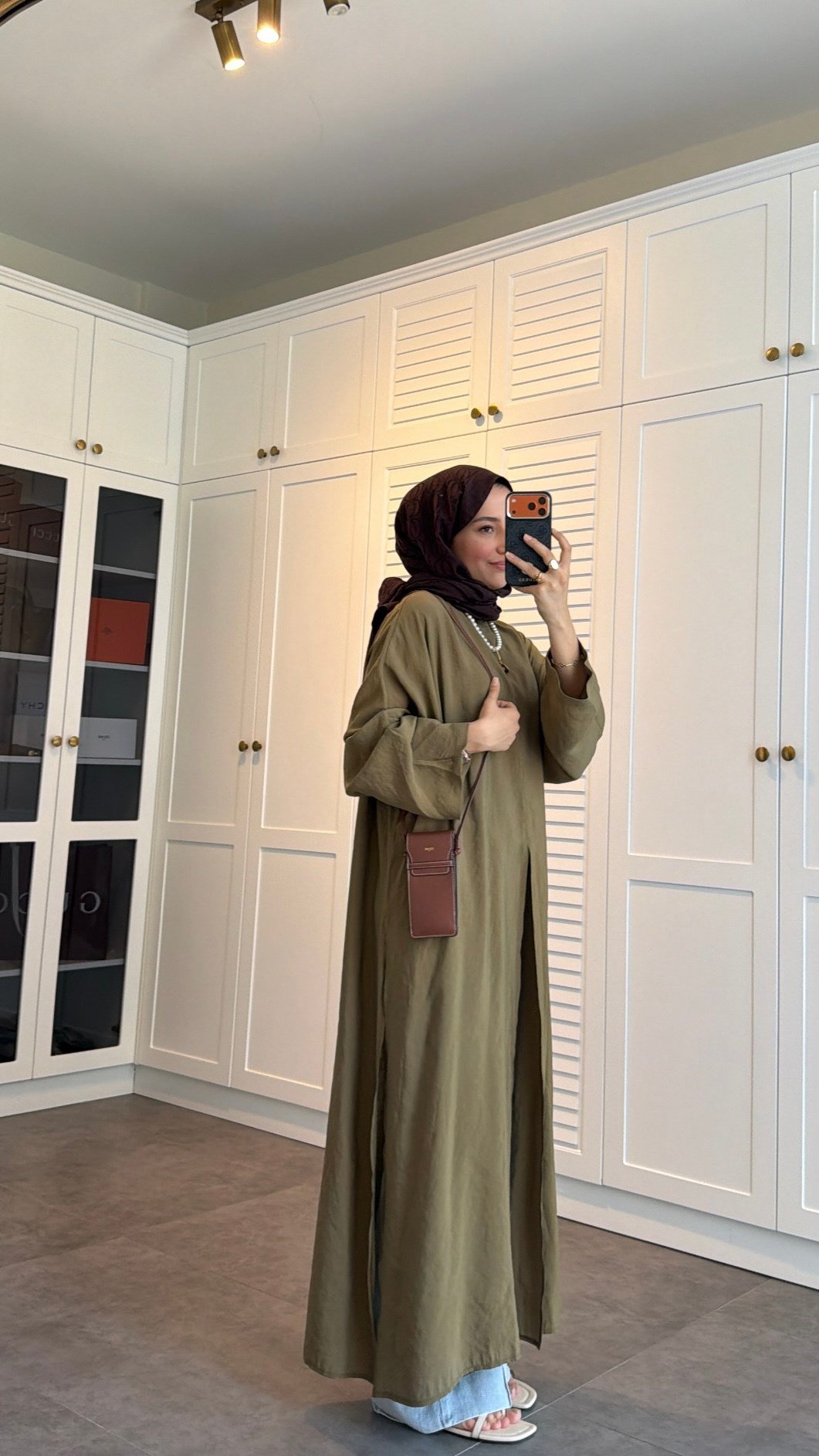 Parla Yırtmaç Detaylı Tunik Olive
