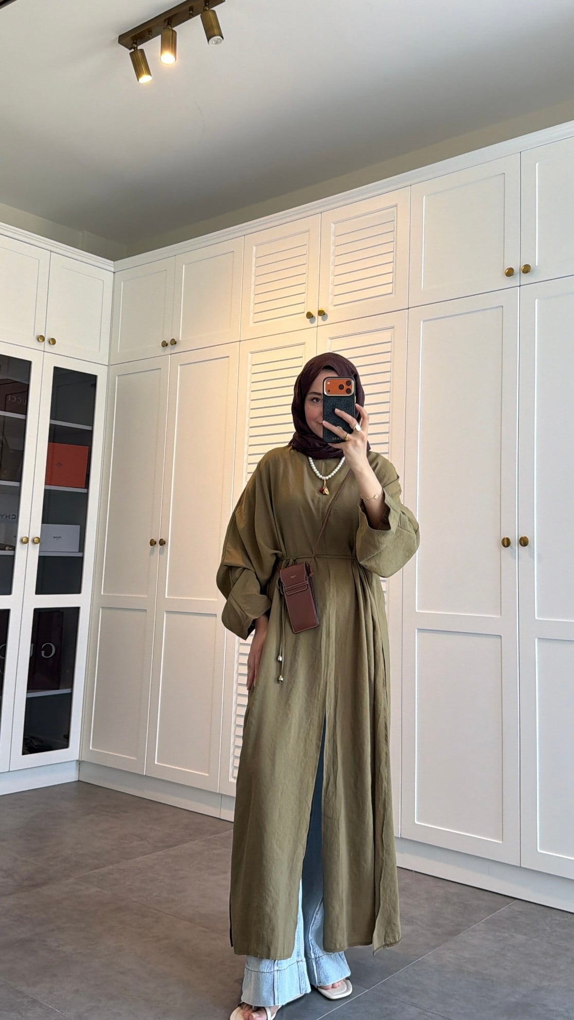 Parla Yırtmaç Detaylı Tunik Olive
