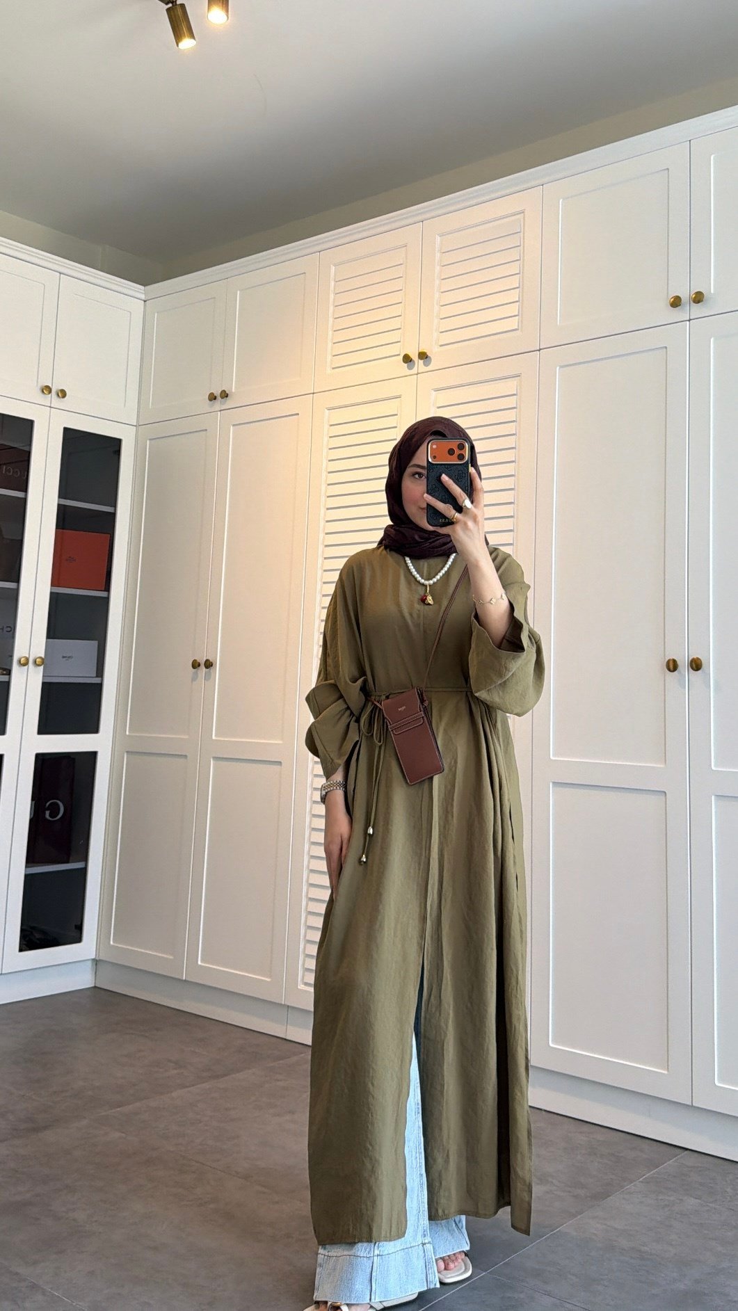 Parla Yırtmaç Detaylı Tunik Olive