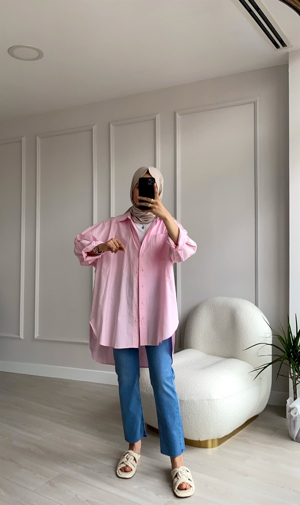 Pembe Oversize Gömlek