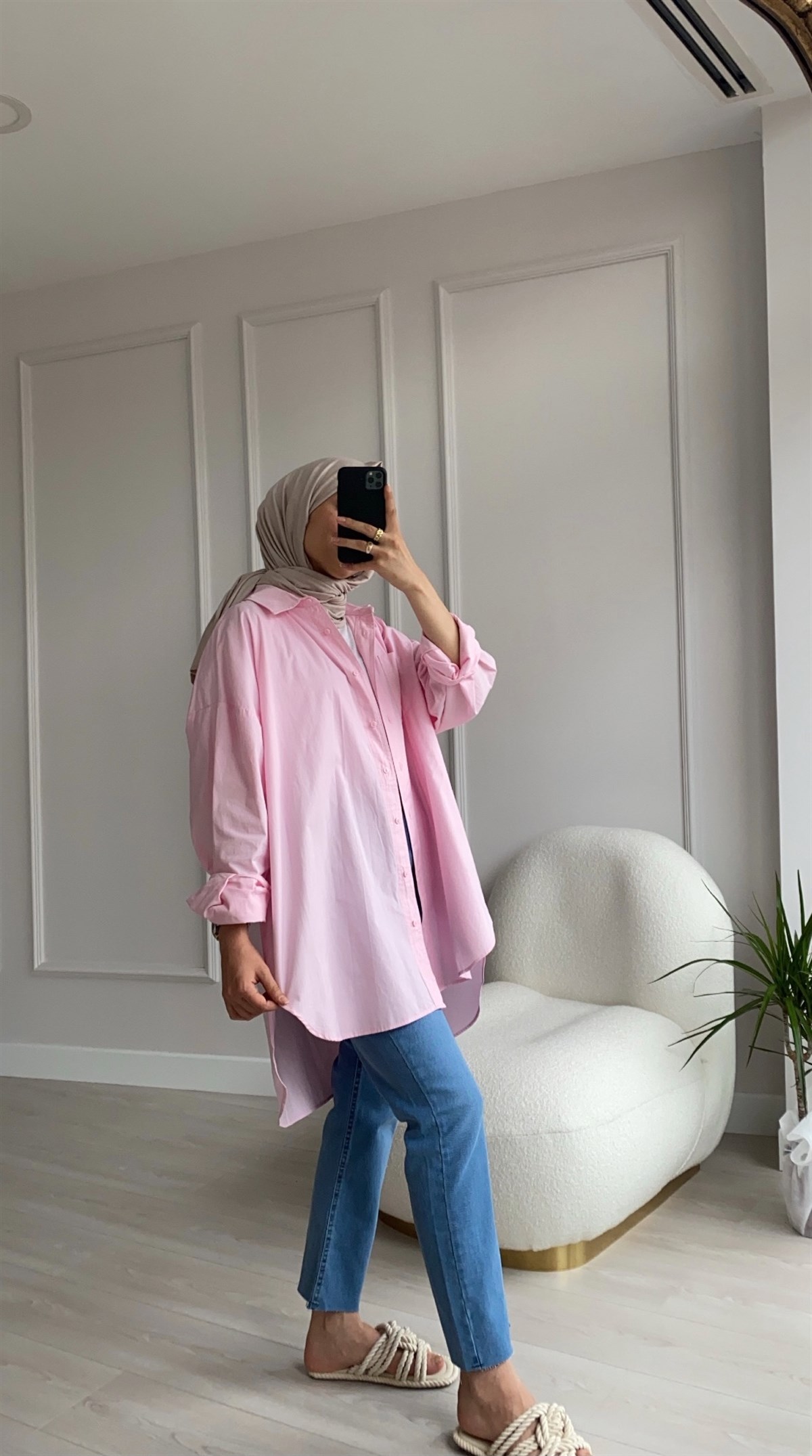 Pembe Oversize Gömlek
