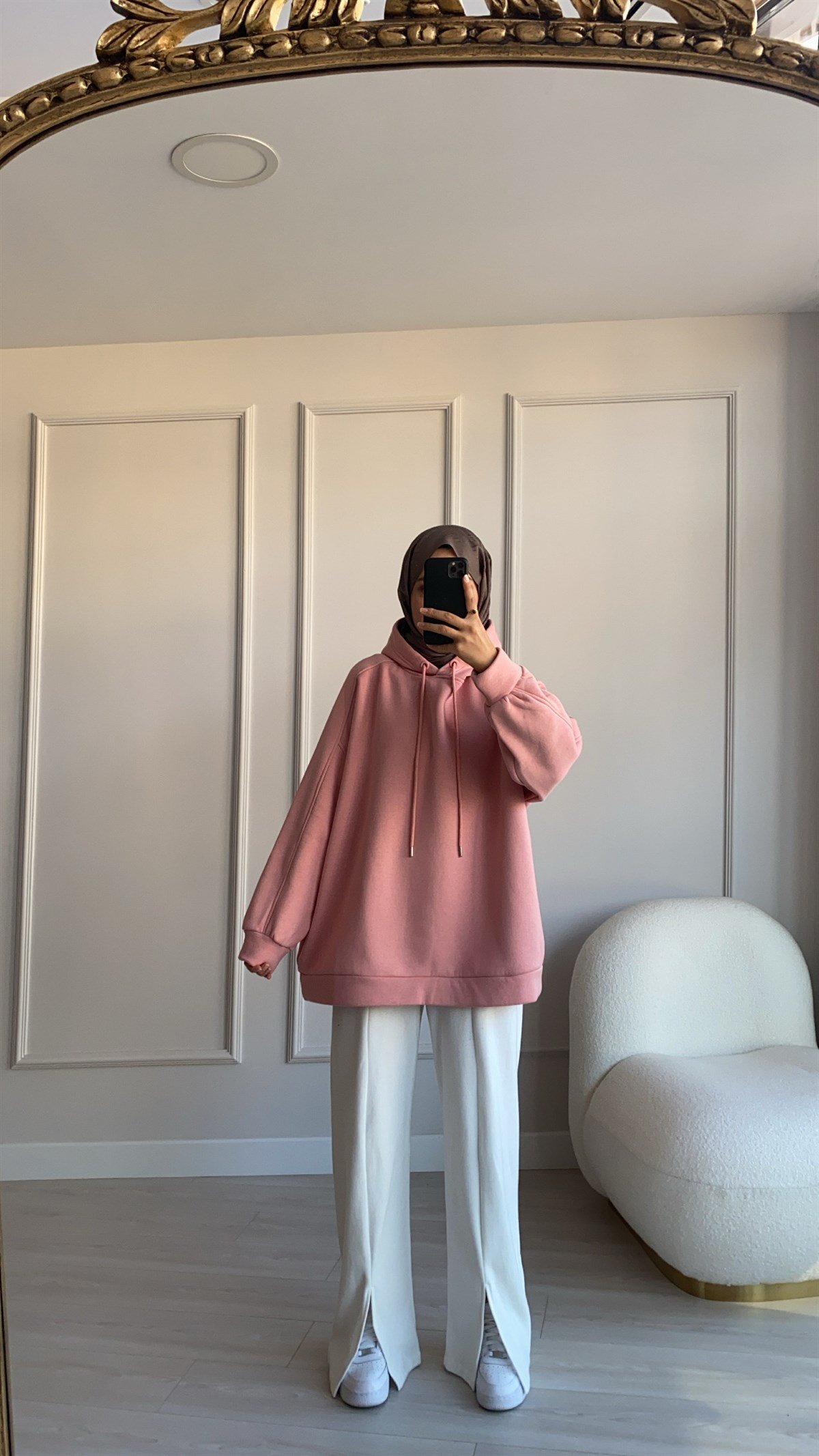 Pembe Şardonlu Sweatshirt 