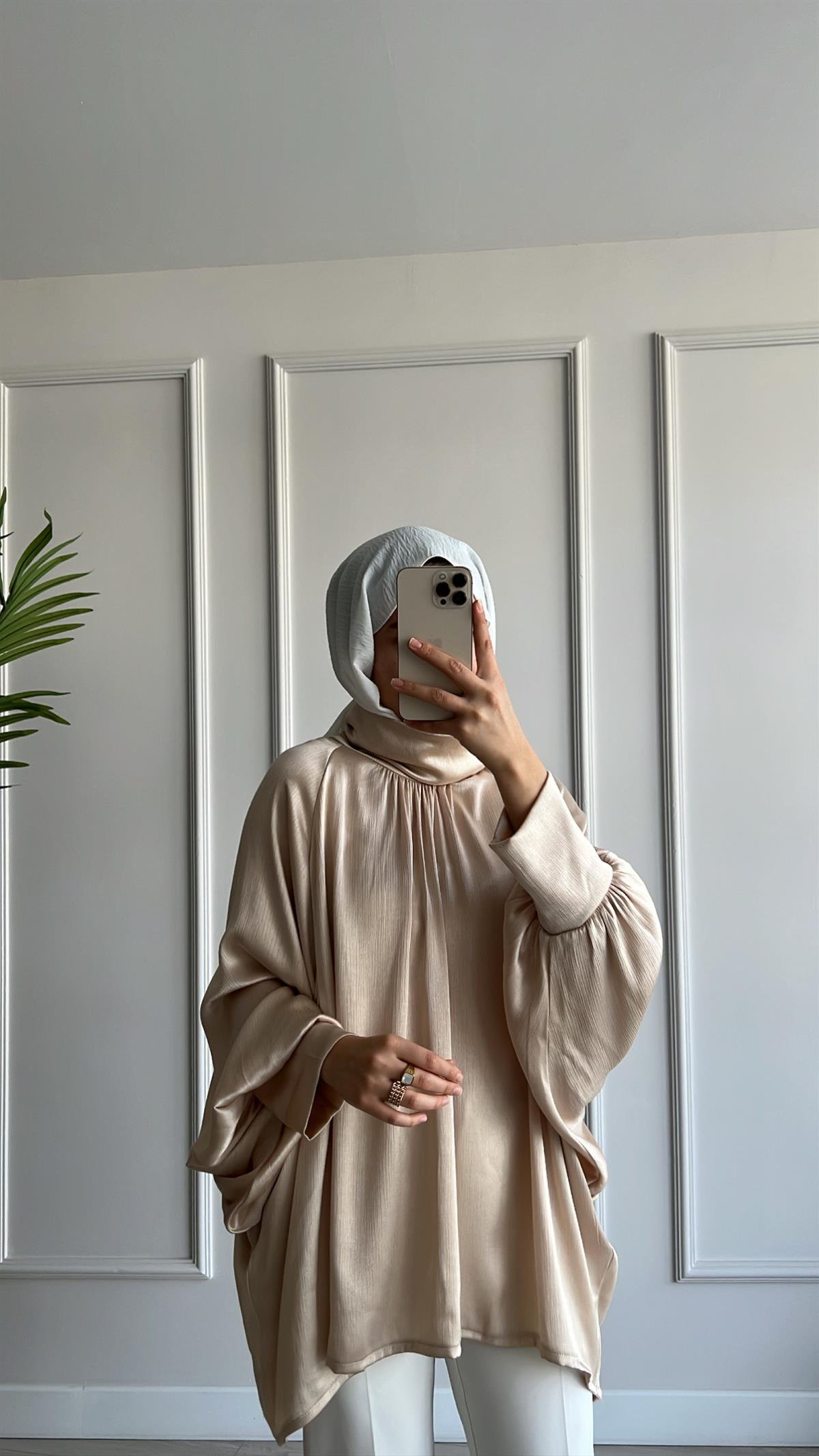 Pileli Saten Tunik