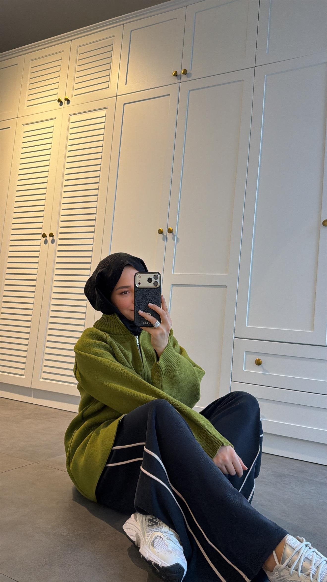 Premium Çift Fermuarlı Triko Hırka Olive