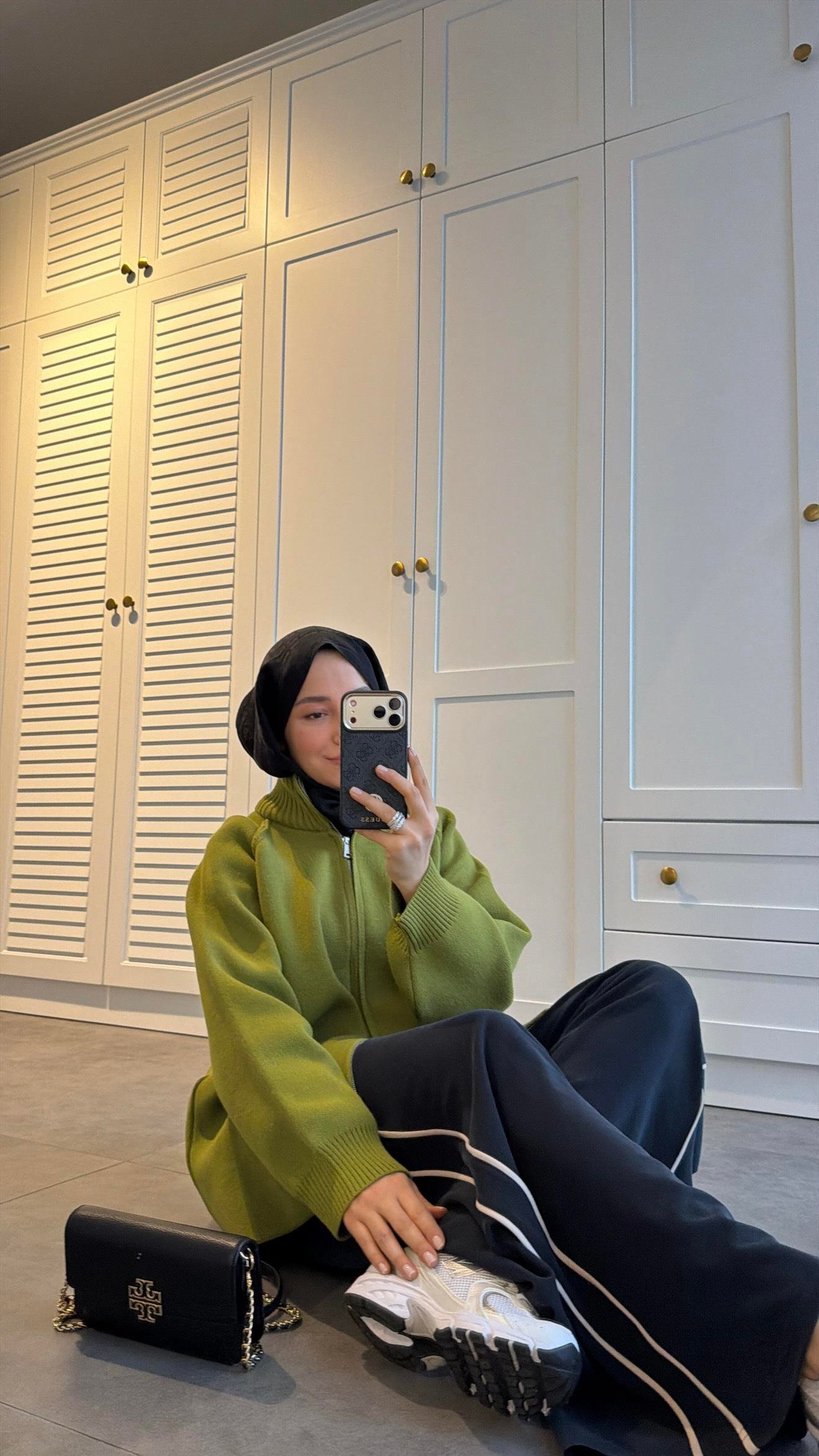 Premium Çift Fermuarlı Triko Hırka Olive