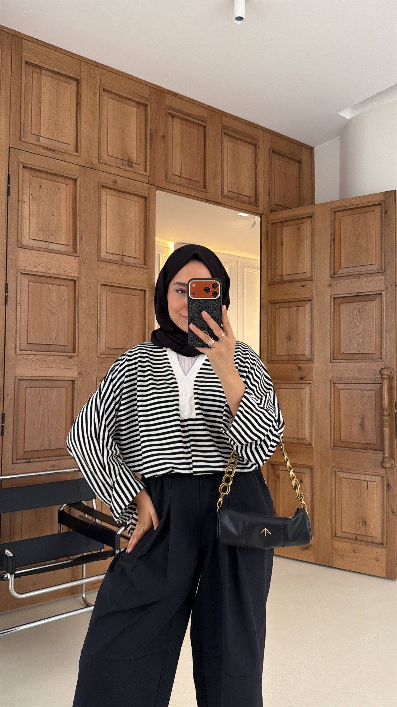 Premium Çizgili Basic Sweat Siyah