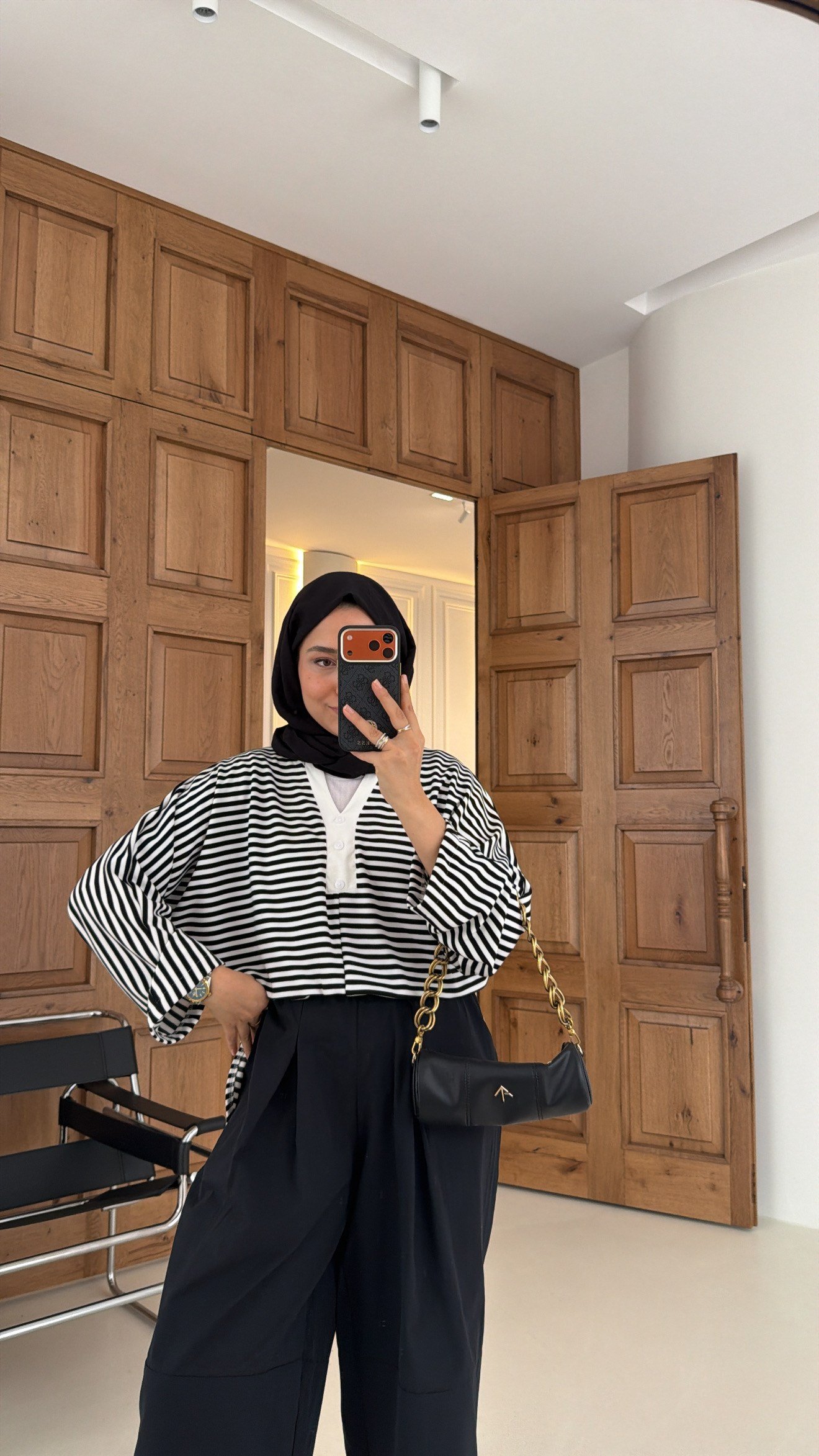 Premium Çizgili Basic Sweat Siyah
