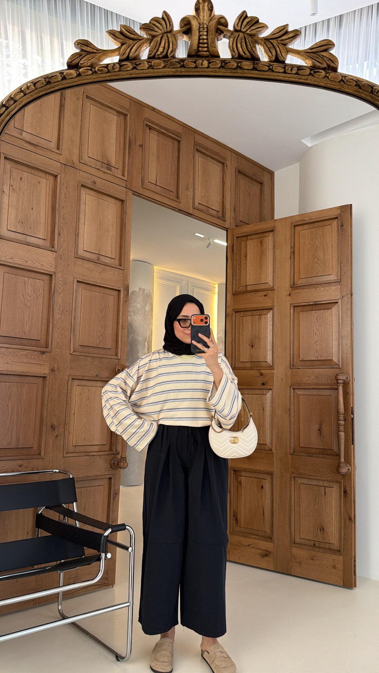 Premium Çizgili Oversıze Sweat Sarı