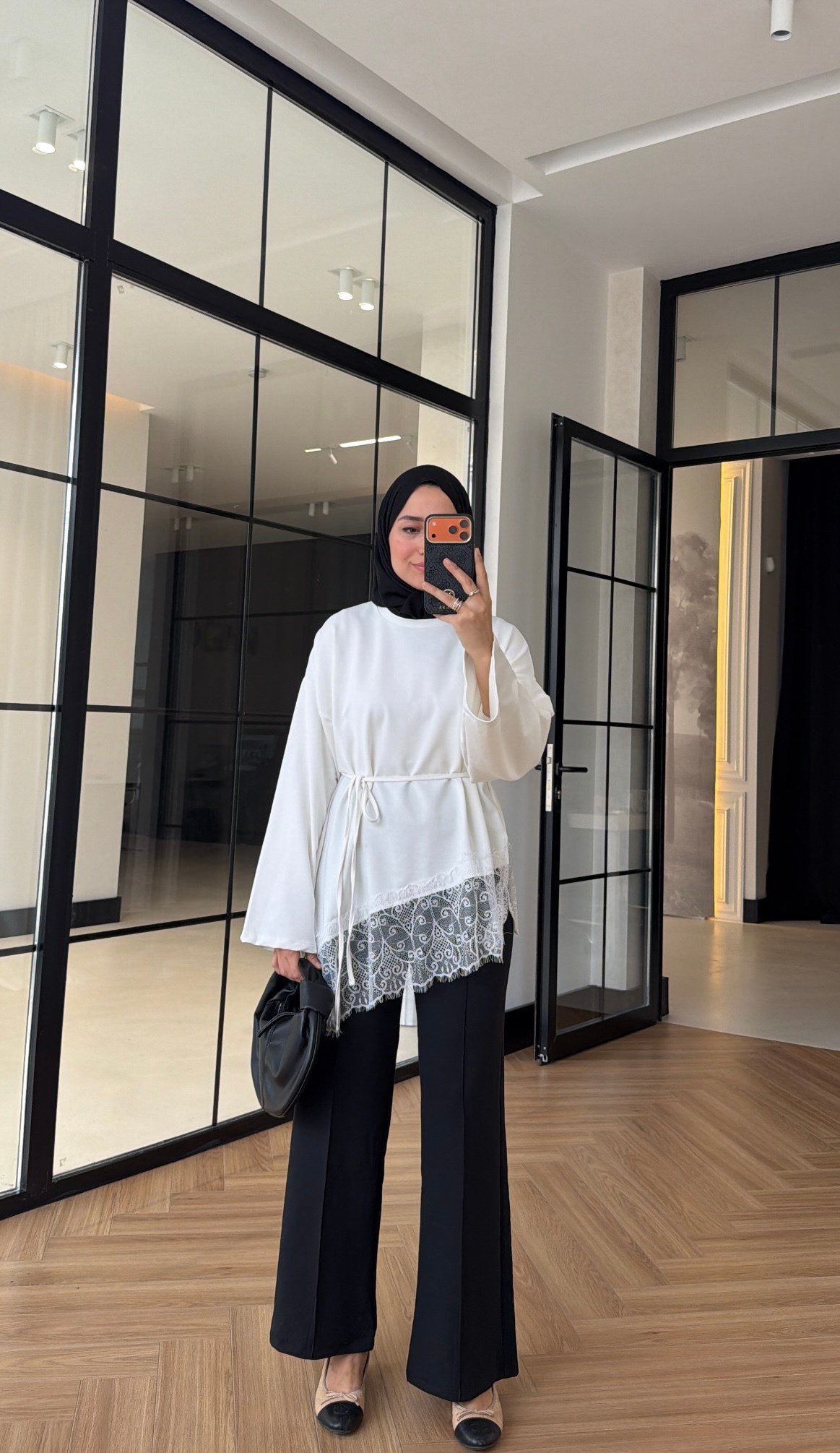 Premium Dantelli Oversıze Sweat Ekru