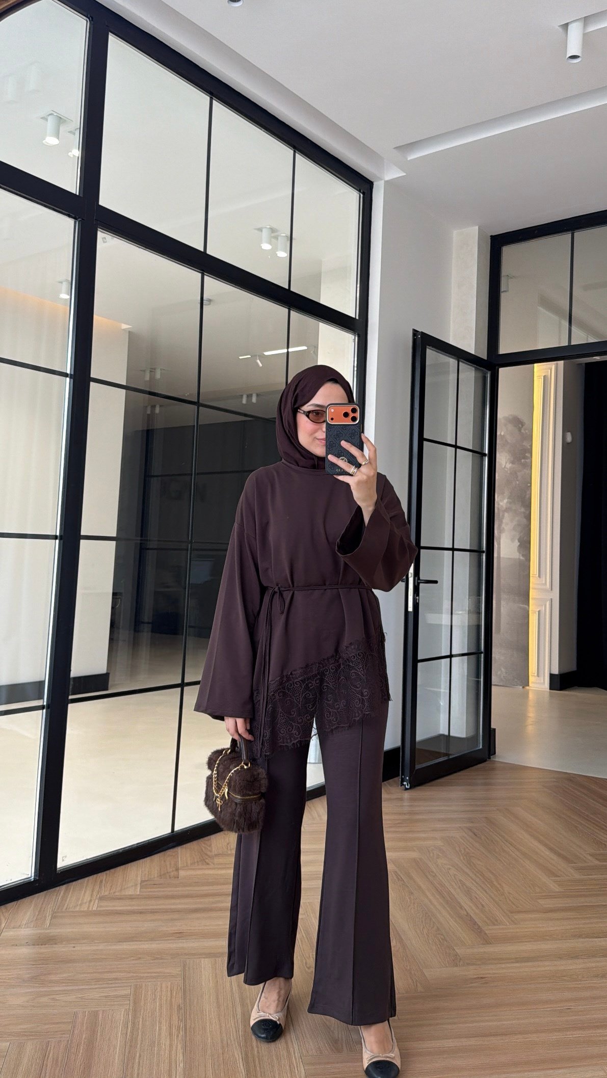 Premium Dantelli Oversıze Sweat Kahve